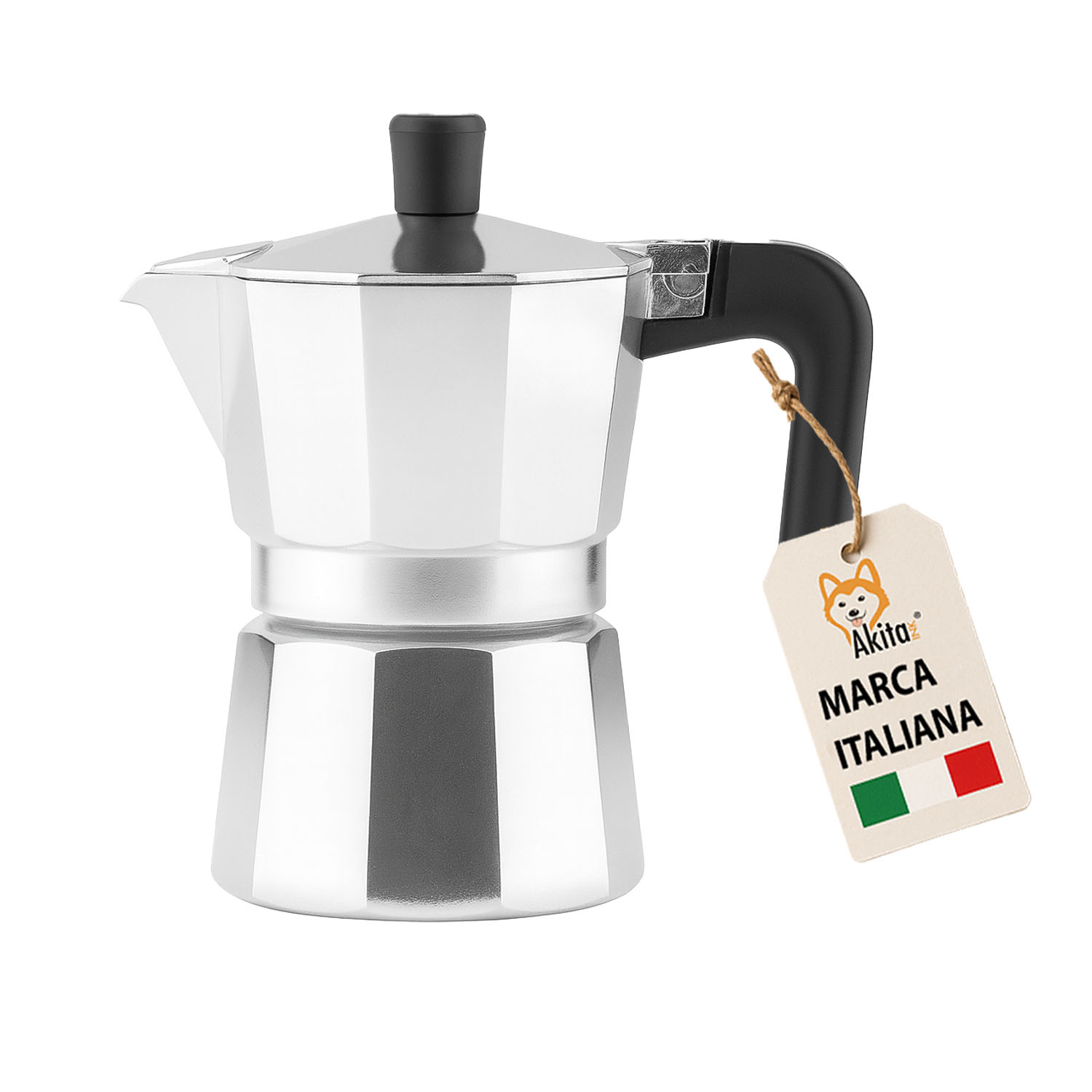 Caffettiera moka alluminio 2 tazze antigoccia nera