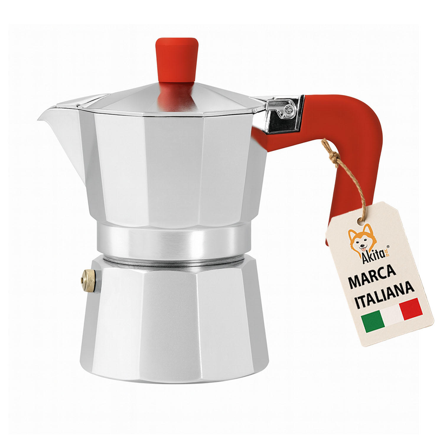 Caffettiera moka alluminio 2 tazze antigoccia rossa