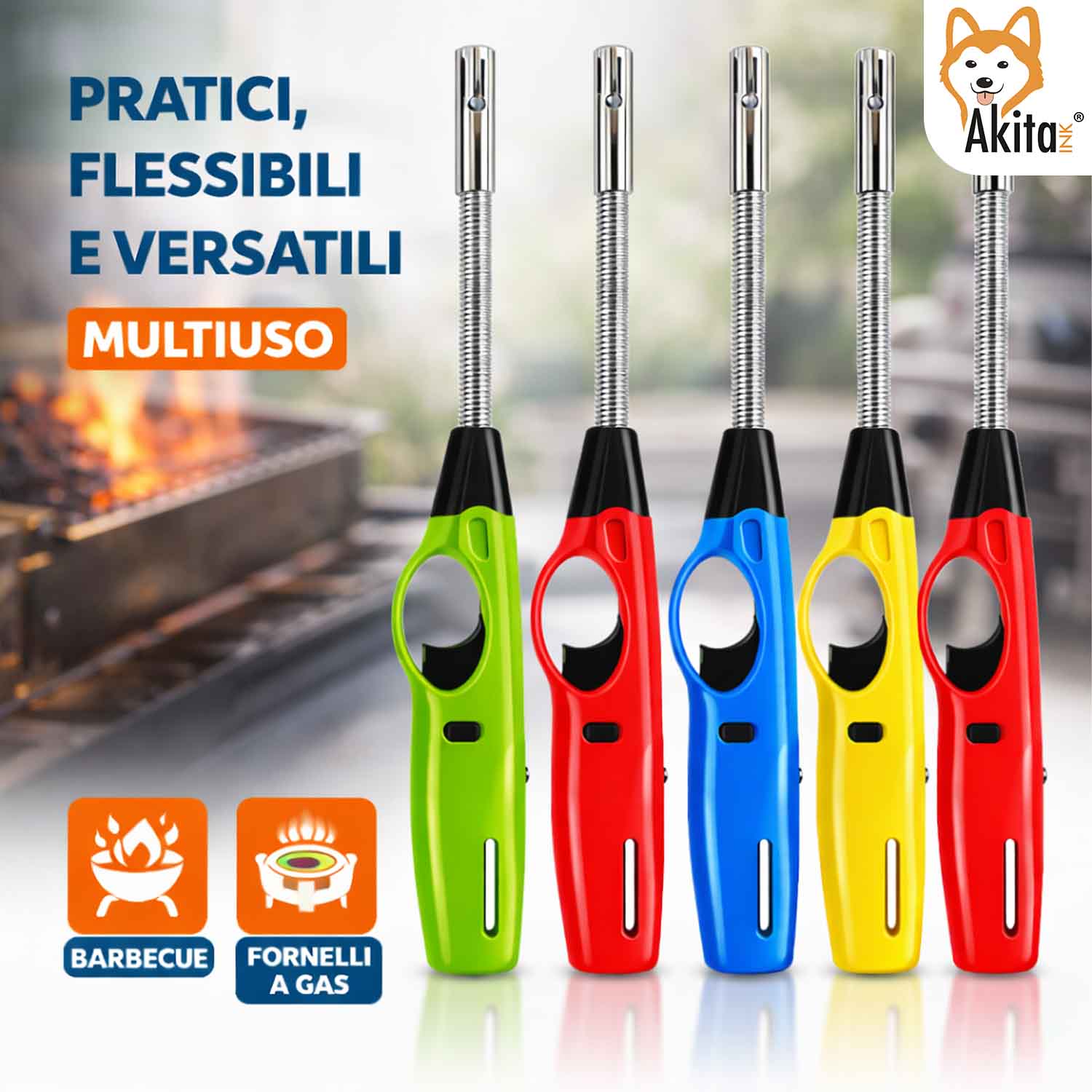 Set 5 Accendini Flessibili a Gas Accendigas Ricaricabili foto 5