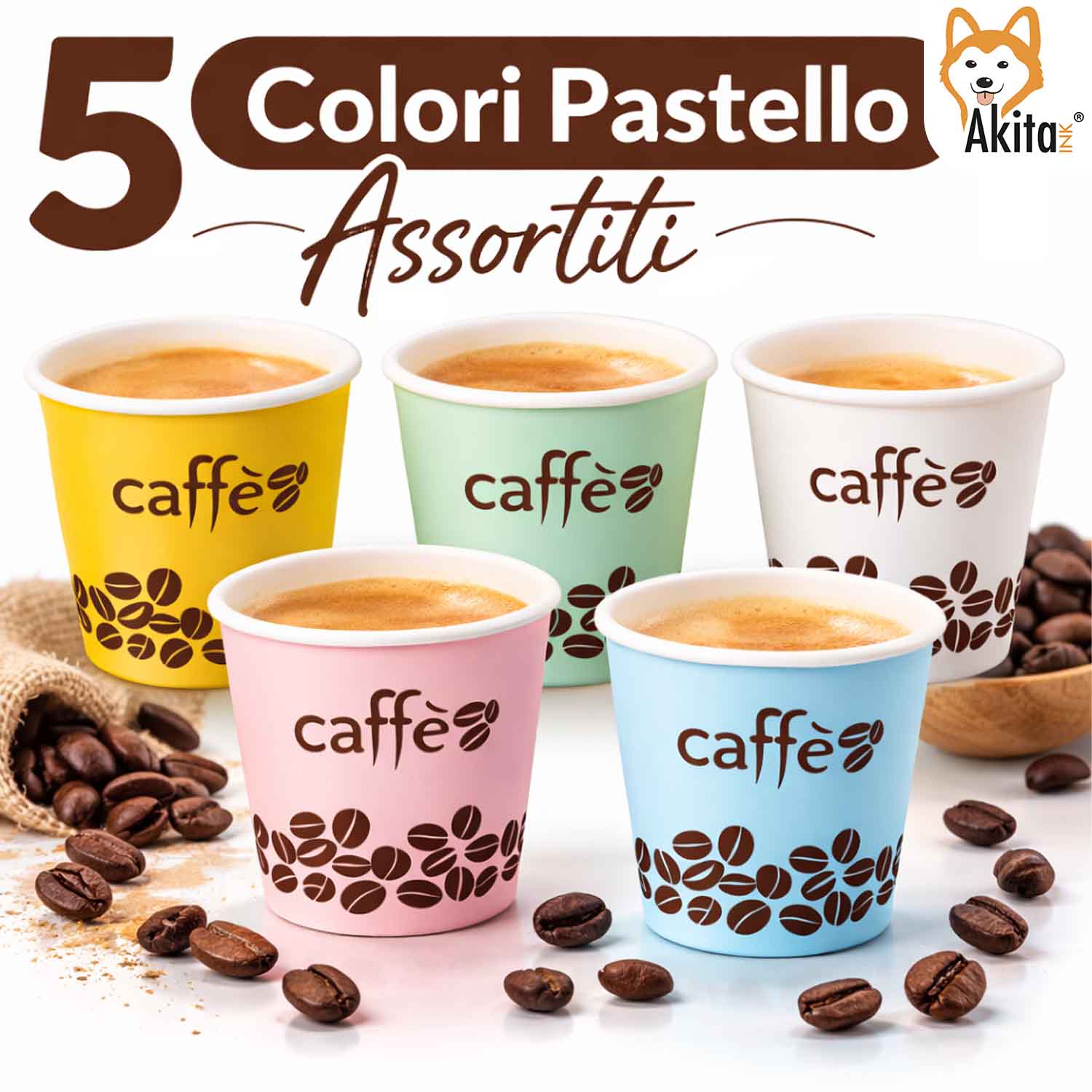 1000 Bicchieri Carta Caffe' 75 ml Monouso Colori Pastello foto 4