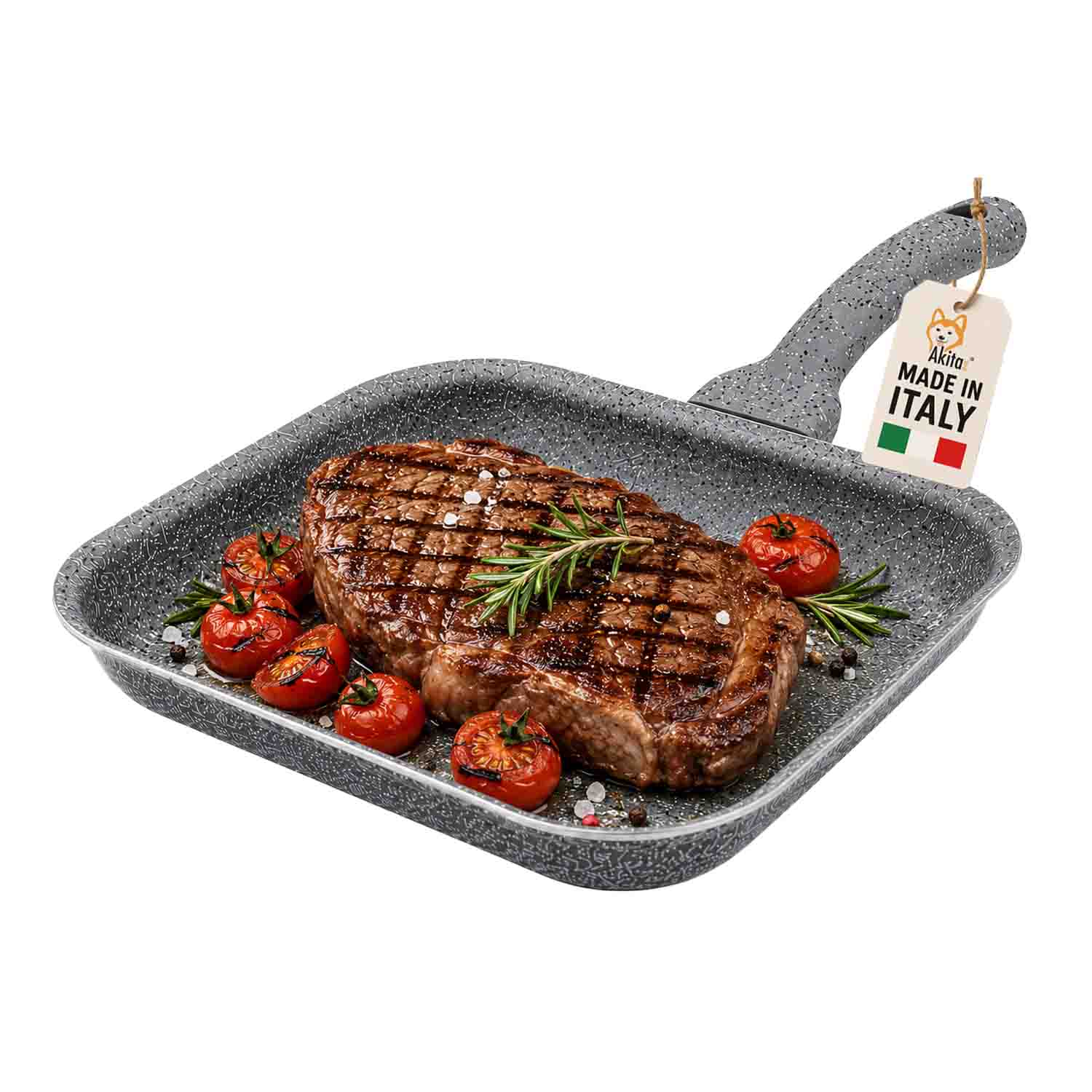 Bistecchiera rettangolare effetto pietra 24x24 cm antiaderente