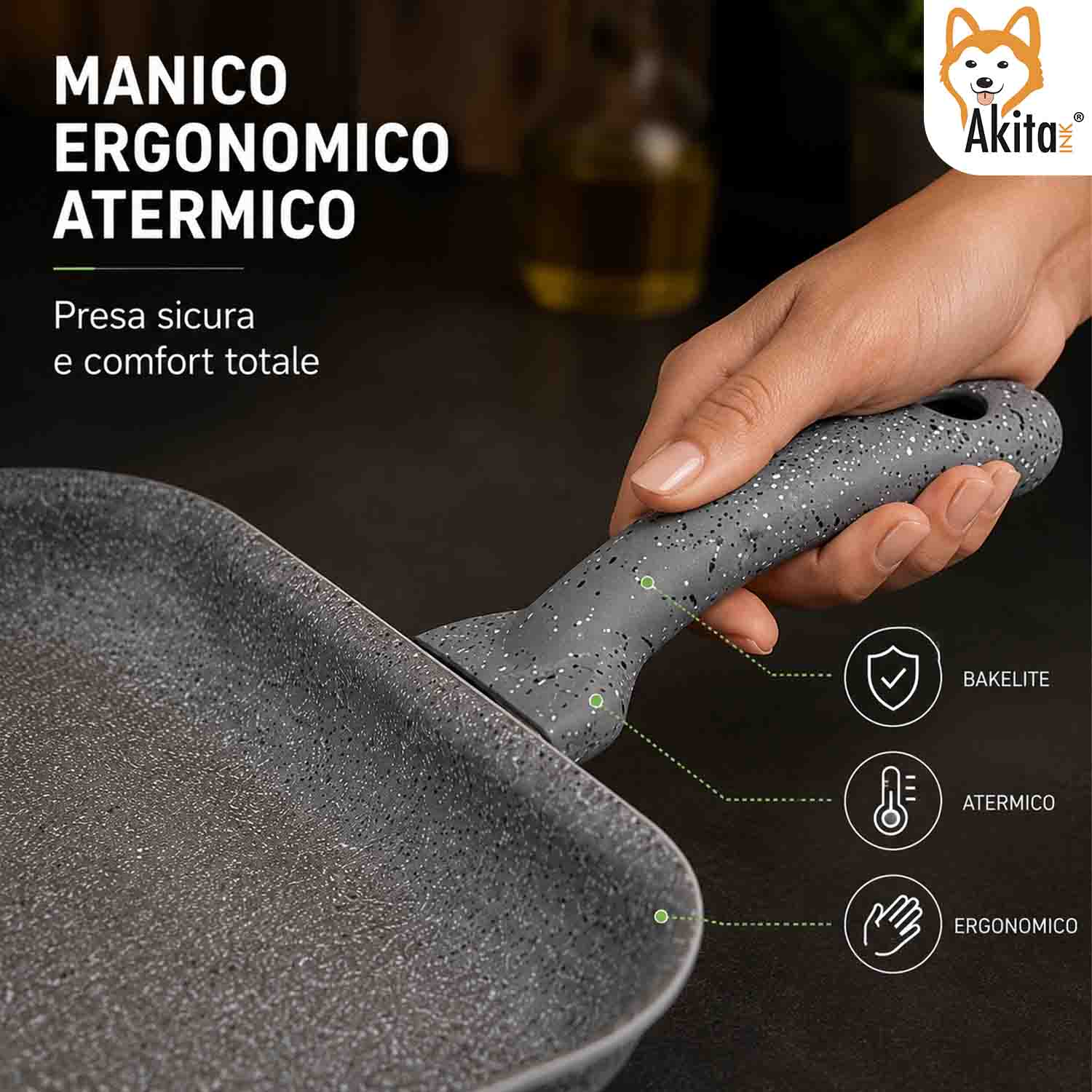 Bistecchiera Rettangolare Effetto Pietra 24x24 cm Antiaderente foto 6