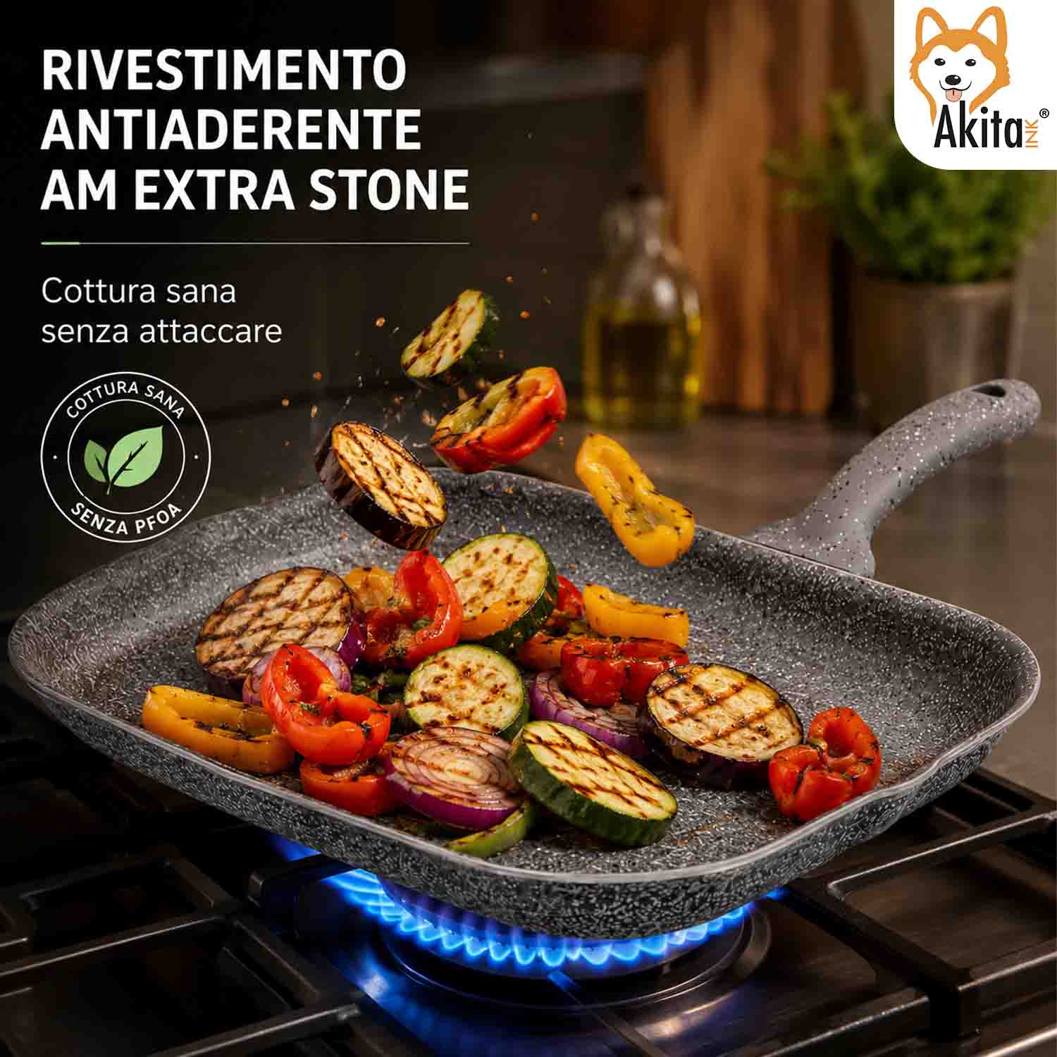Bistecchiera Rettangolare Effetto Pietra 24x34 cm Antiaderente foto 3