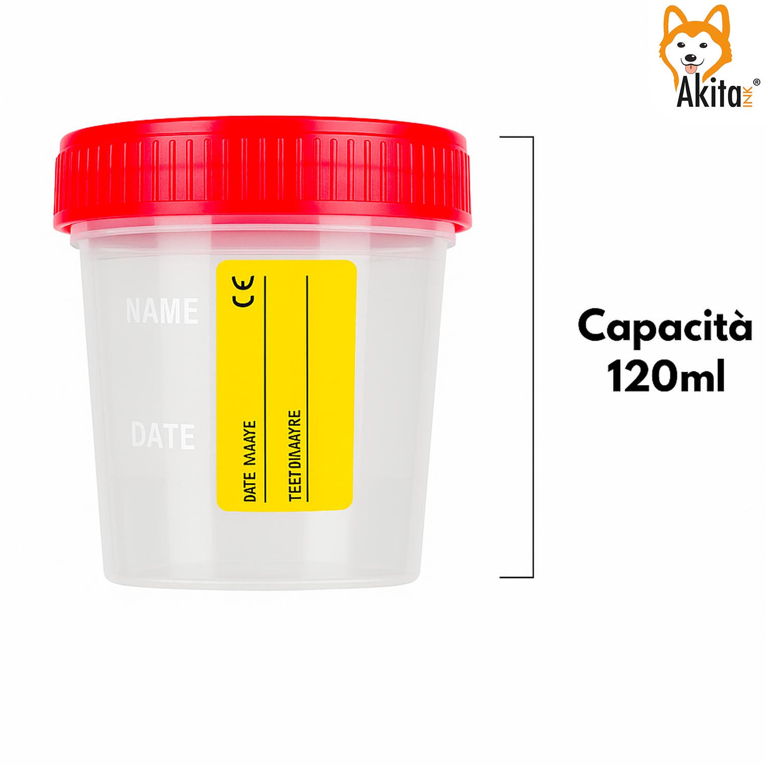 Set 4 contenitori urine sterili 120 ml con tappo e etichetta foto 6