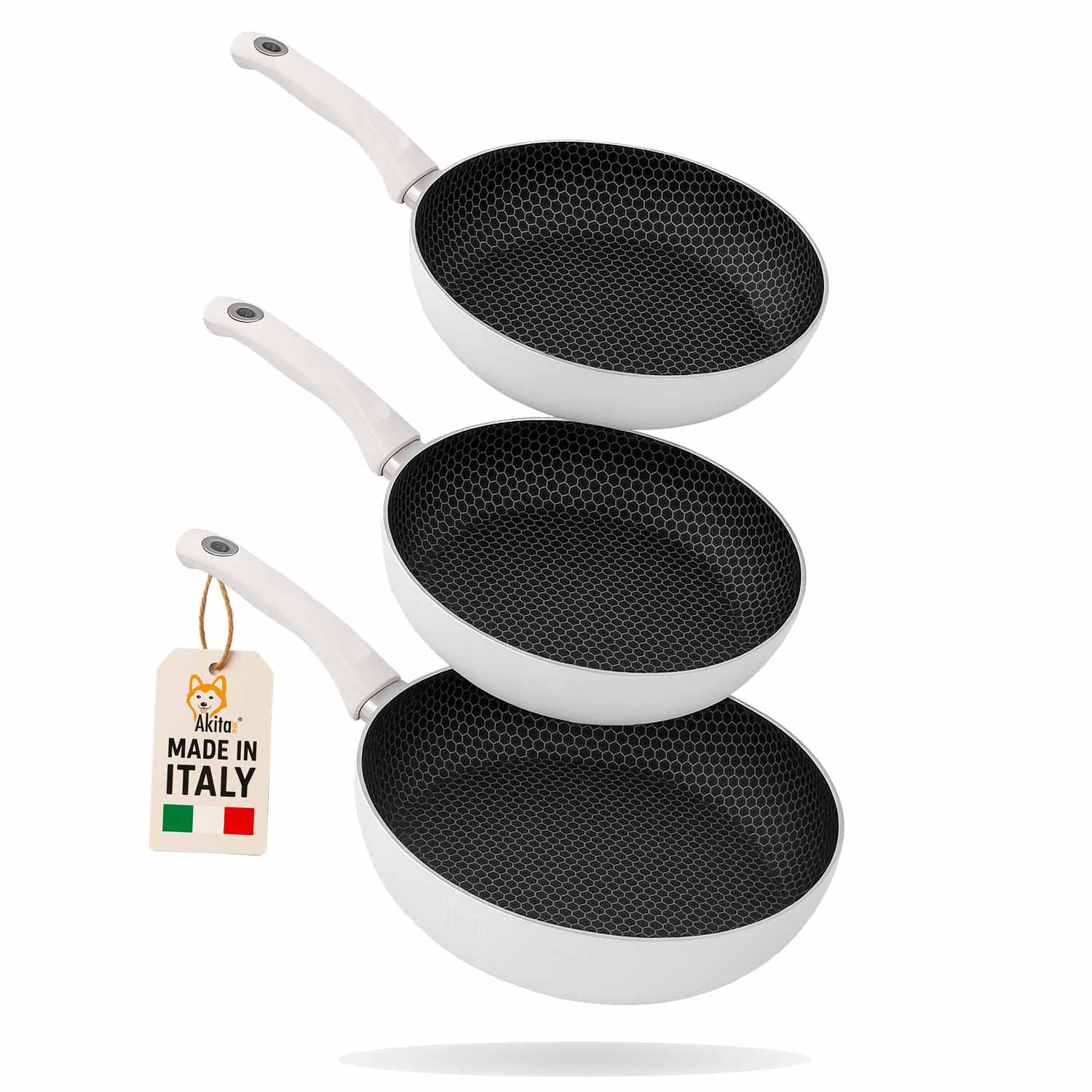 Set 3 padelle antiaderenti nido d' ape 20-24-28 cm induzione