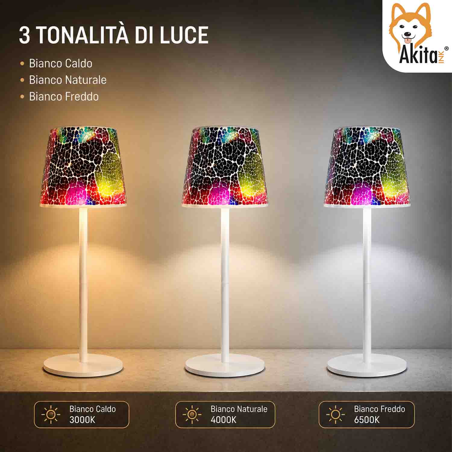 Akitaink Lampada da Tavolo LED Mosaico Cracked Rainbow foto 3