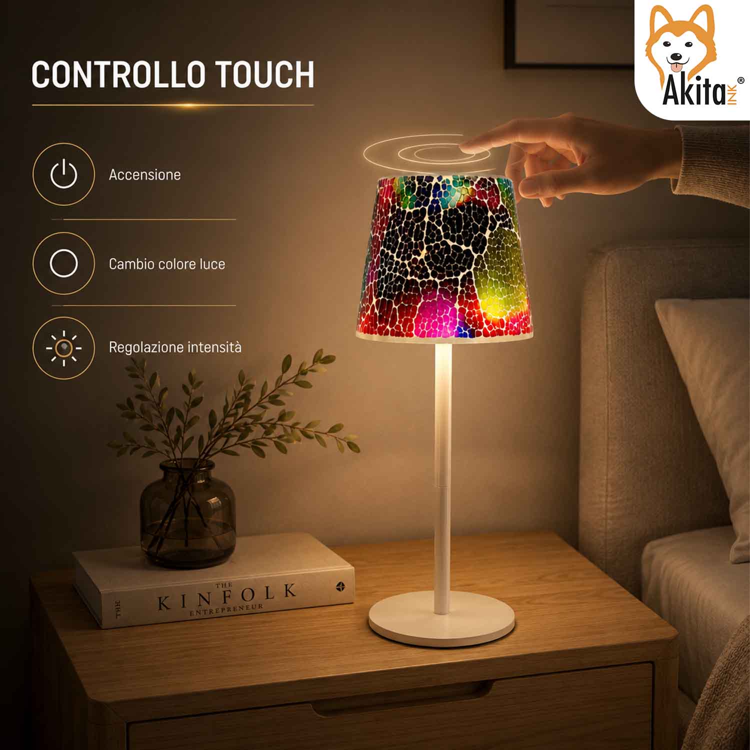 Akitaink Lampada da Tavolo LED Mosaico Cracked Rainbow foto 4