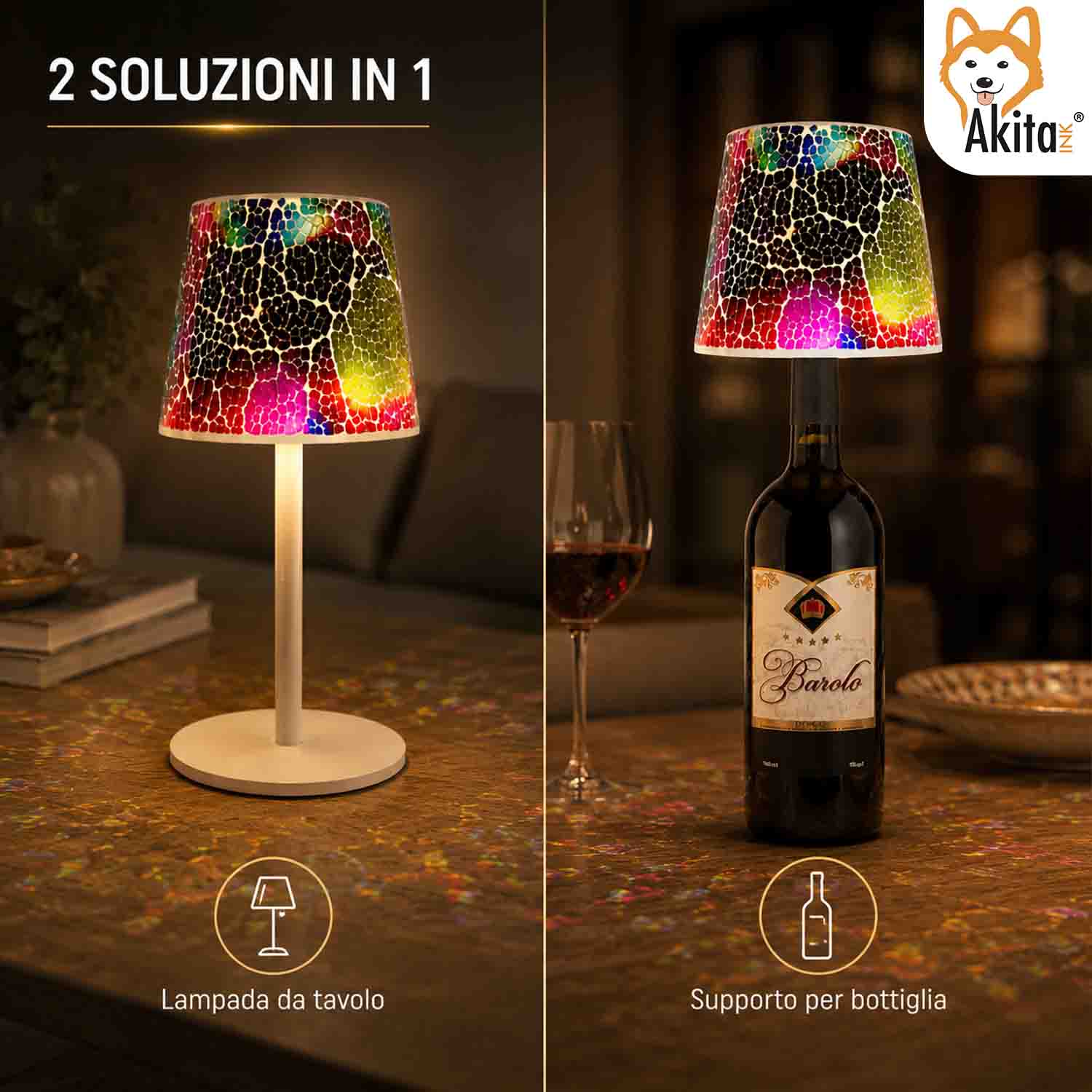 Akitaink Lampada da Tavolo LED Mosaico Cracked Rainbow foto 5