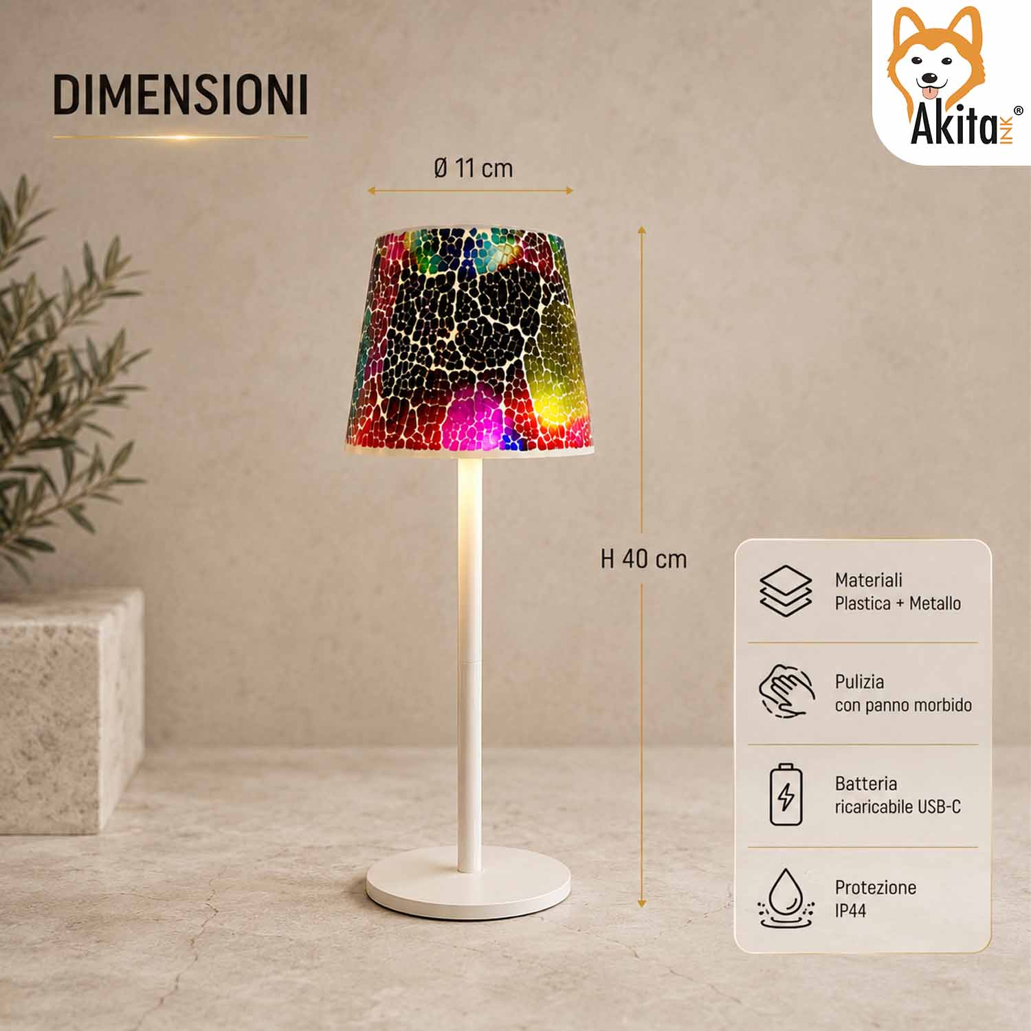 Akitaink Lampada da Tavolo LED Mosaico Cracked Rainbow foto 6