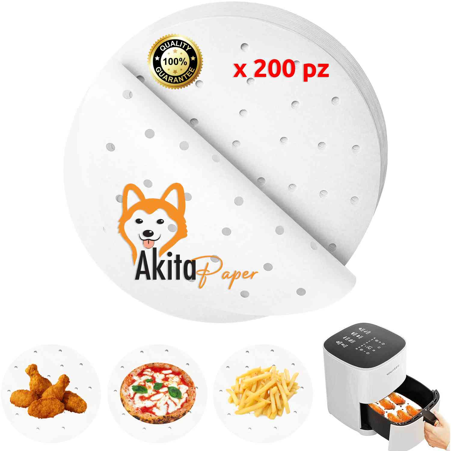 200 fogli Carta Forno per Friggitrice Rotondi ad Aria 200 pz, Usa e Getta 20 cm foto 2