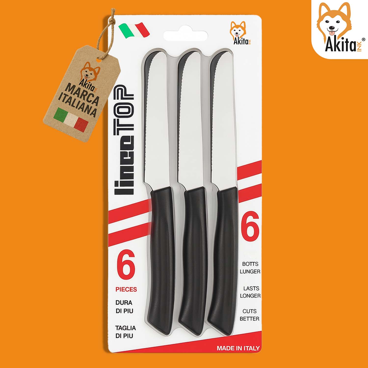 Set 6 Coltelli da Tavola Lama Dentata Linea TOP foto 6