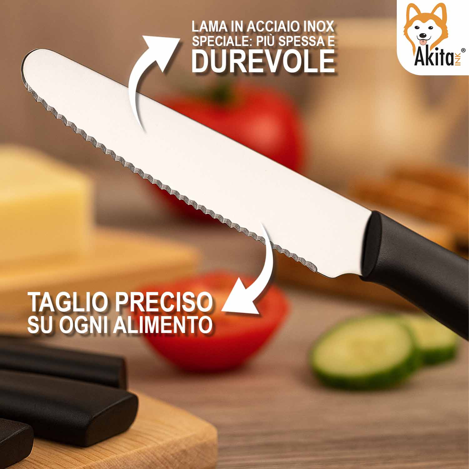 Set 6 Coltelli da Tavola Lama Dentata Linea TOP foto 5