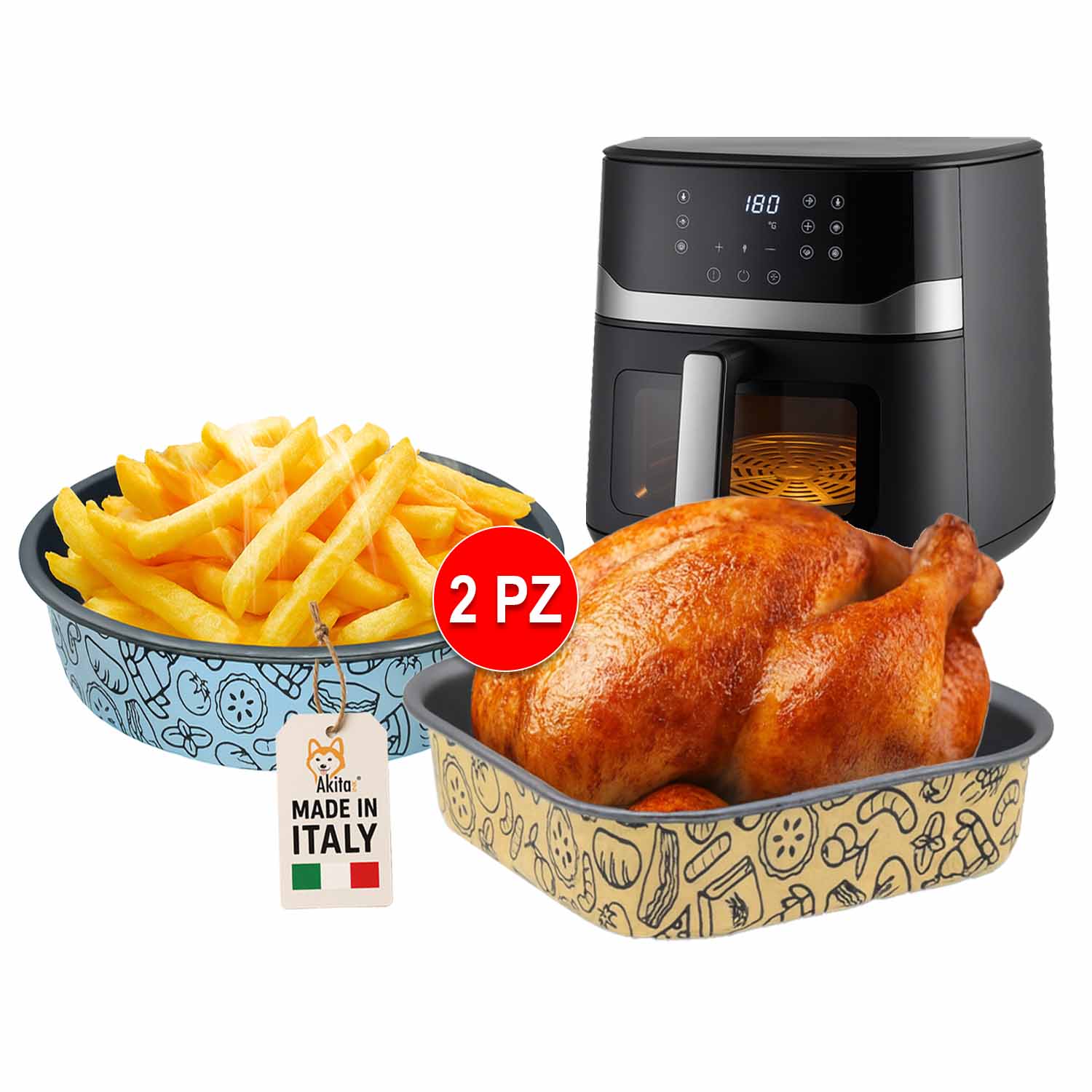 Set teglie airfryer antiaderenti quadrata 20,7 cm e conica 22 cm
