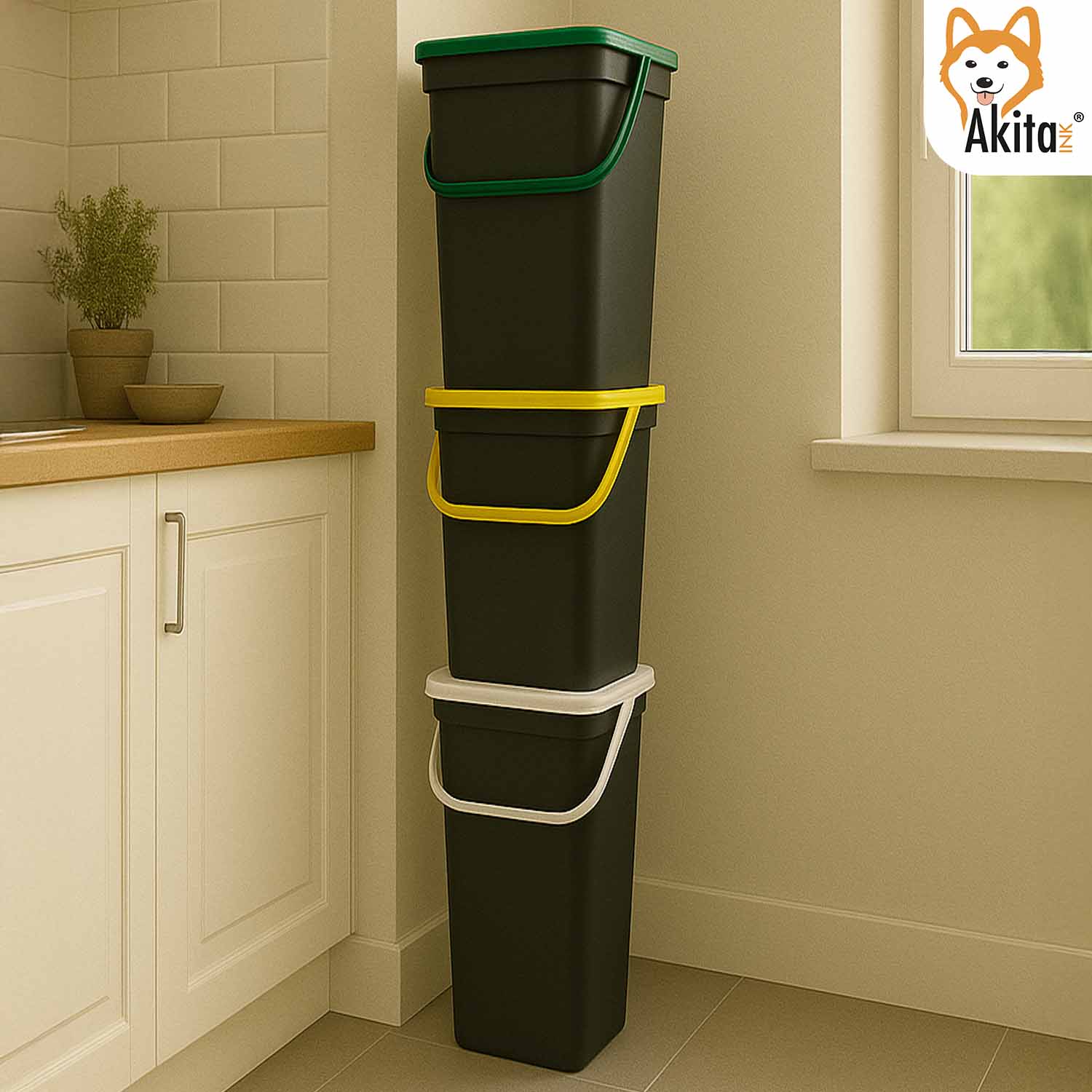 Tris Pattumiere Moda 25L con Manico Blocca-Apertura foto 4