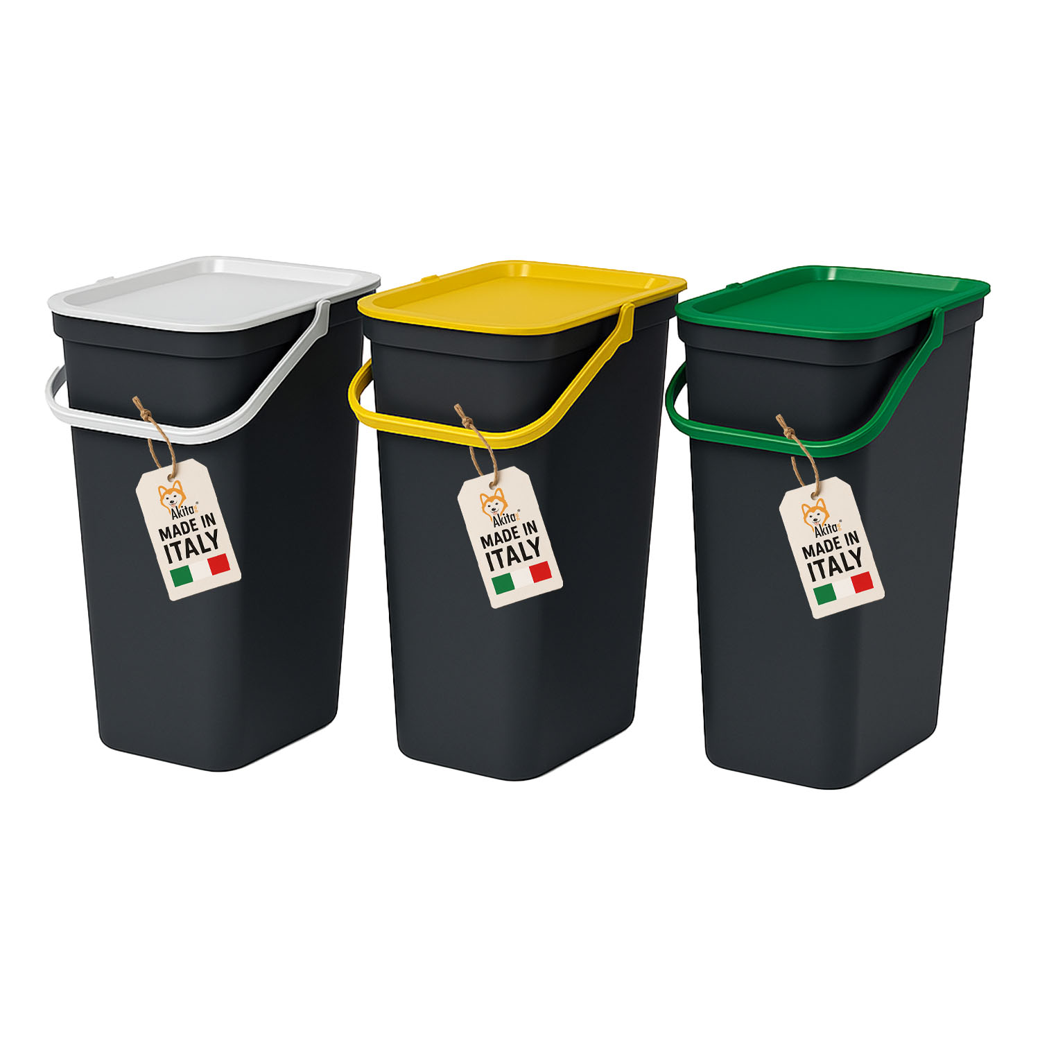 Tris pattumiere moda 25l con manico blocca-apertura