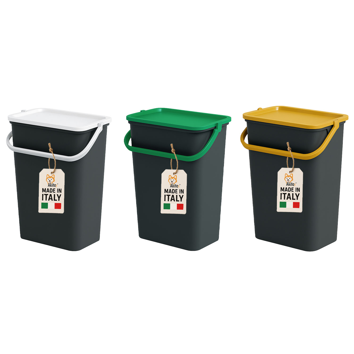 Tris pattumiere moda 10l con manico blocca-apertura