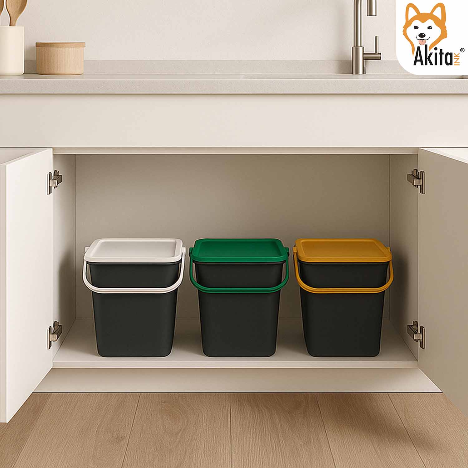 Tris Pattumiere Moda 10L con Manico Blocca-Apertura foto 6