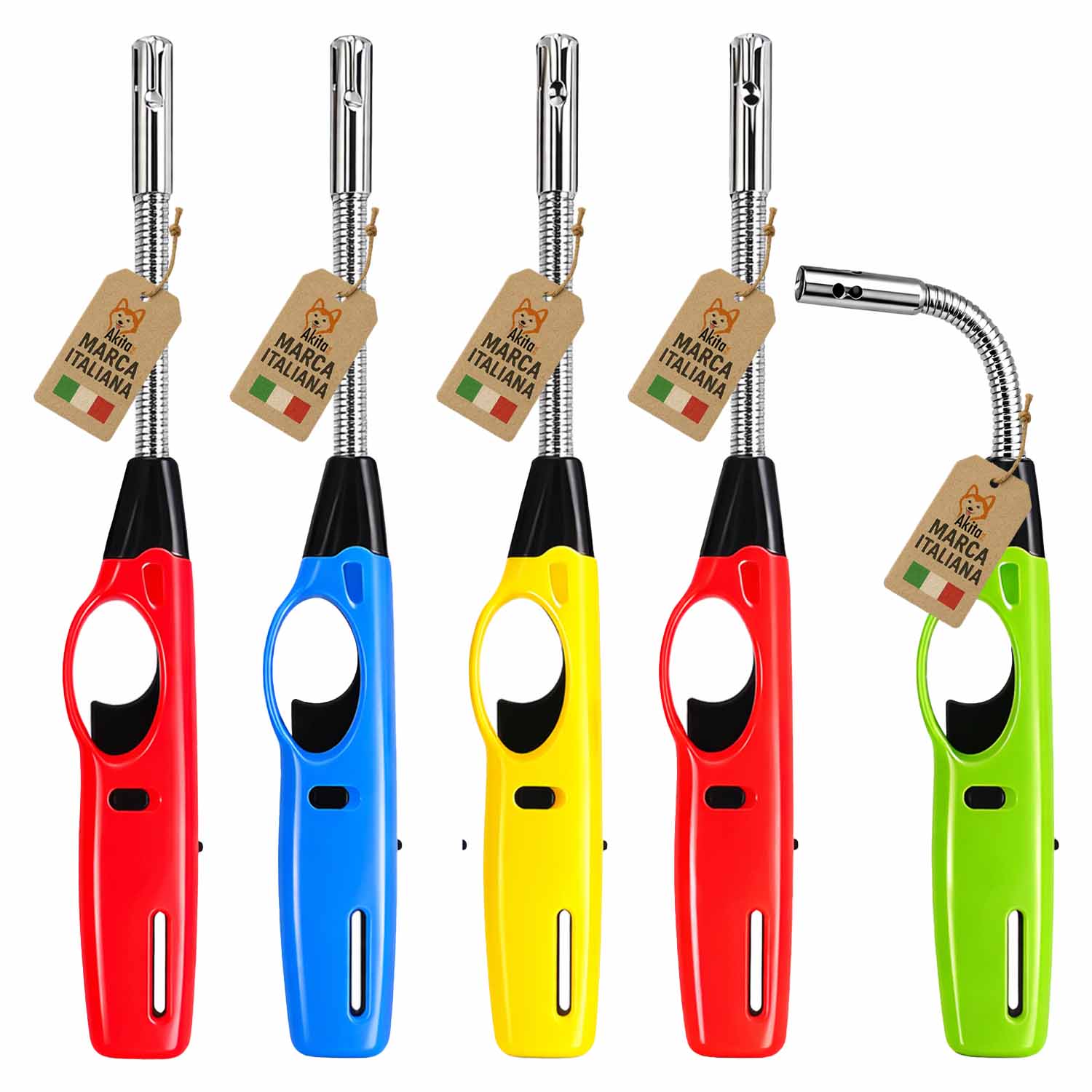 Set 5 accendini flessibili a gas accendigas ricaricabili