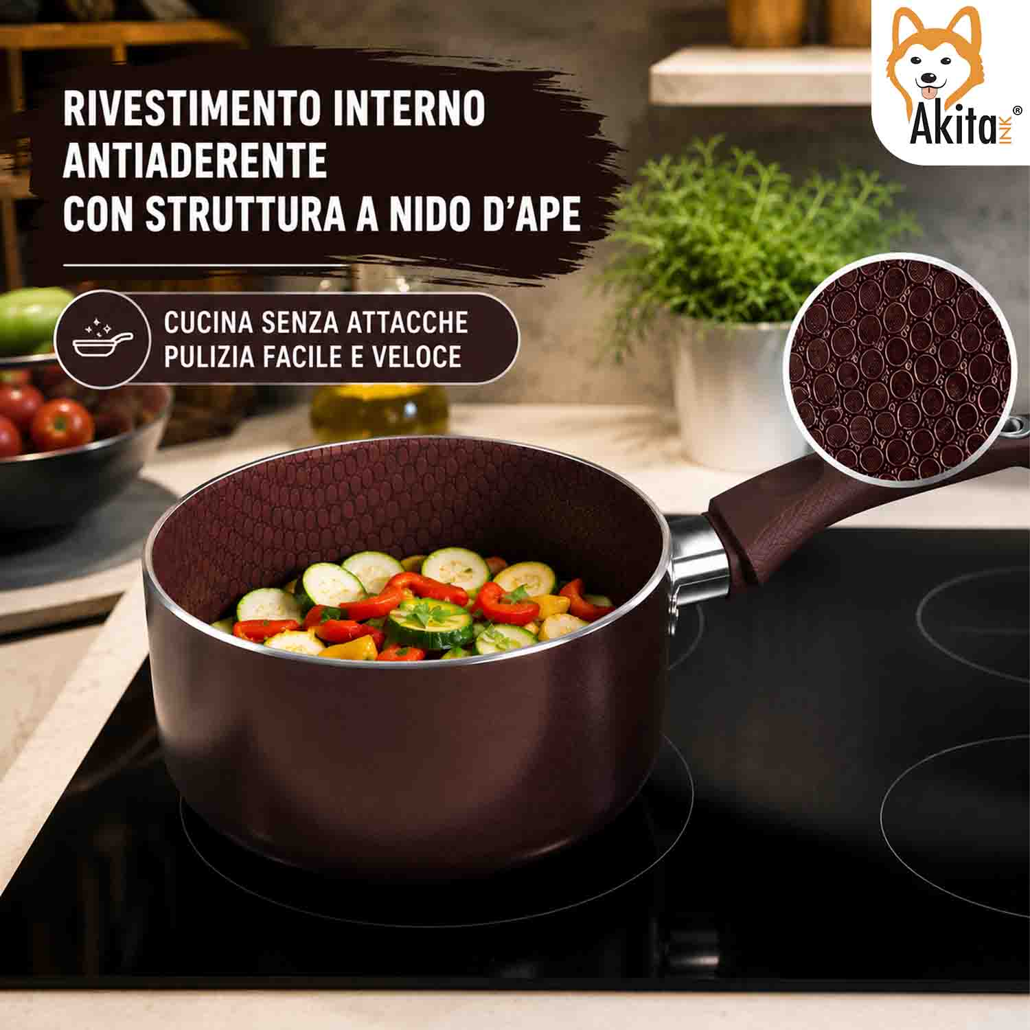 Casseruola 16 cm Induzione 1 Manico Antiaderente foto 4