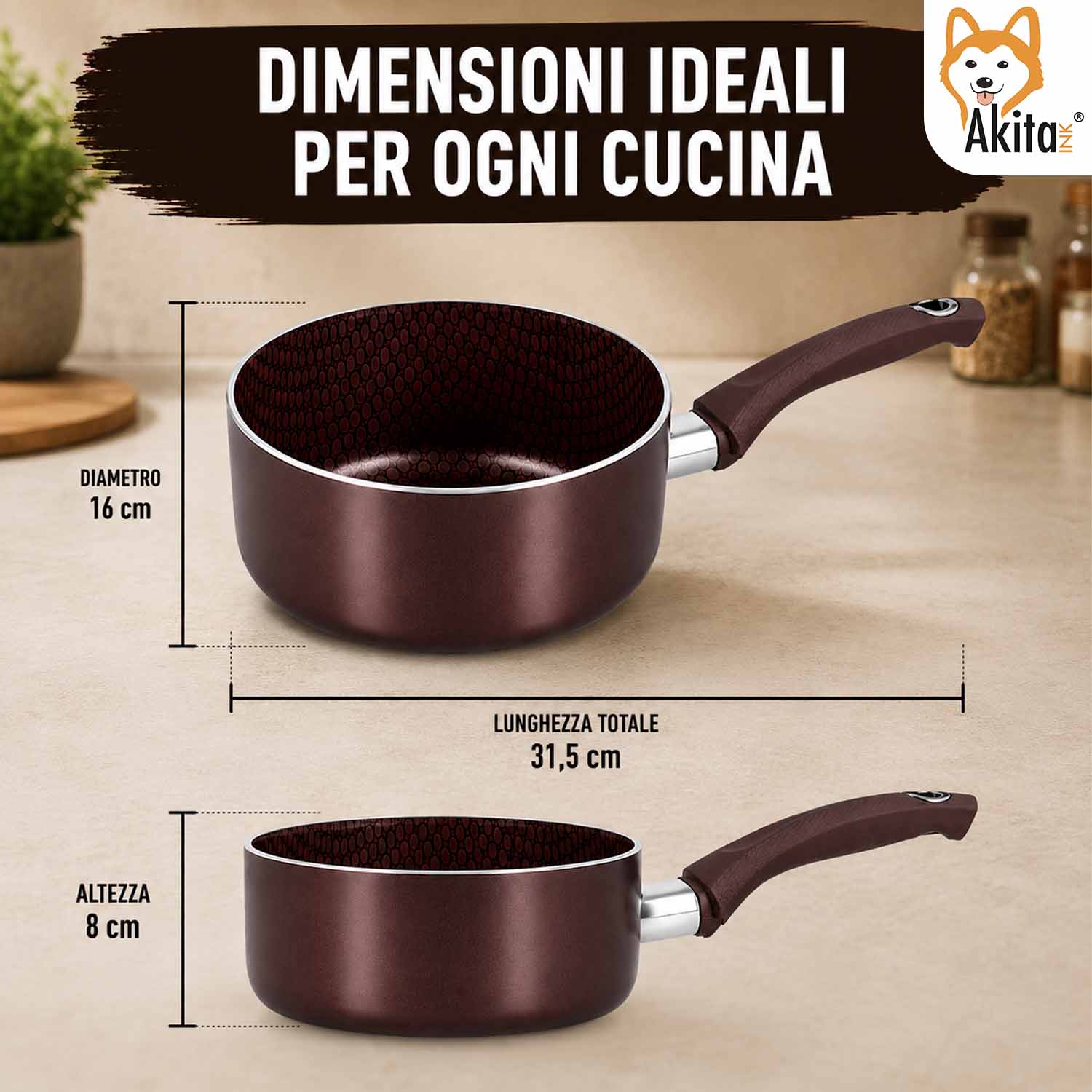 Casseruola 16 cm Induzione 1 Manico Antiaderente foto 6