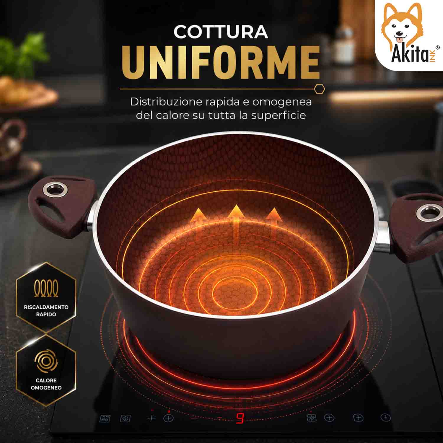 Casseruola 20 cm Induzione 2 Manici Antiaderente Marrone foto 4