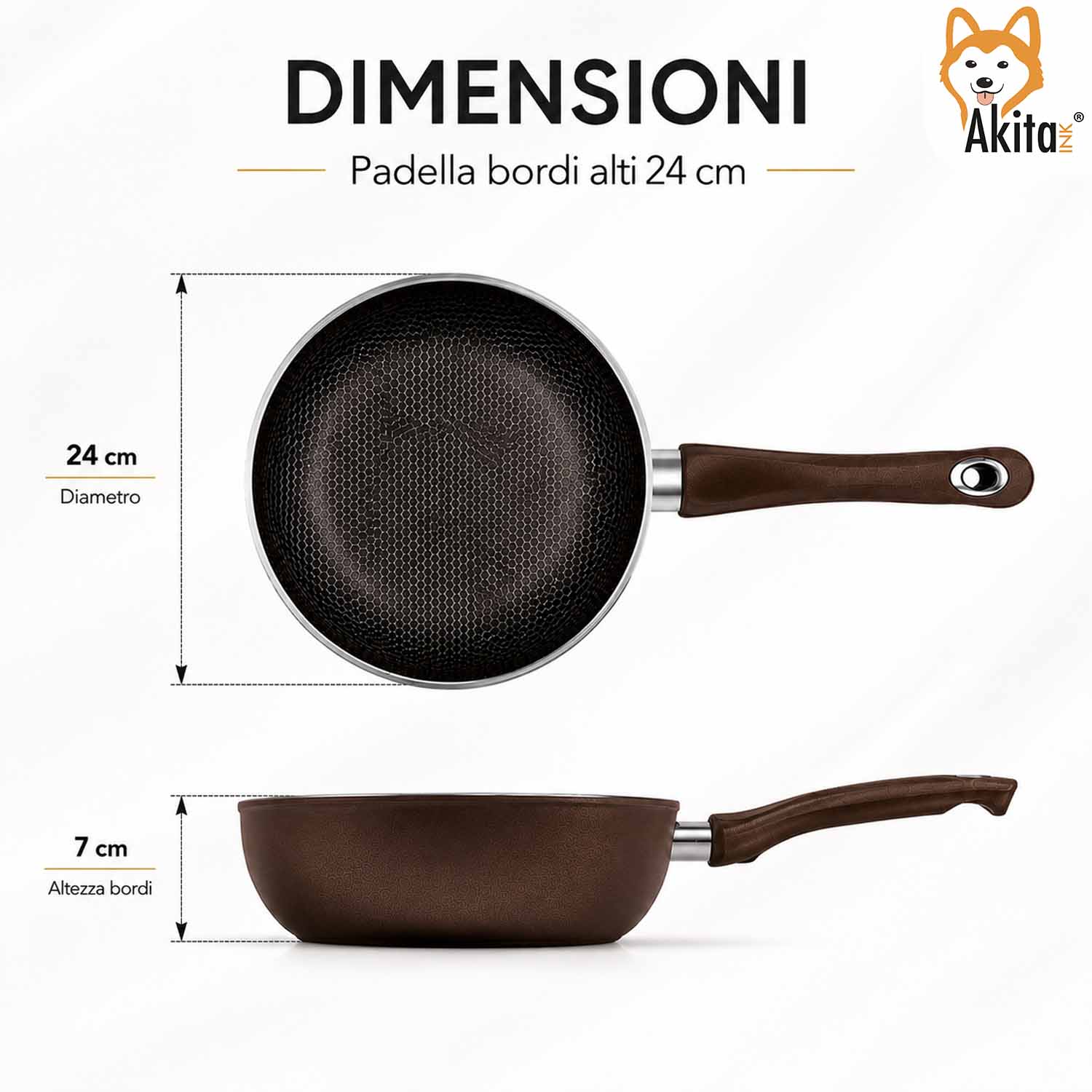 Wok Saltapasta 24 cm Antiaderente Induzione Marrone foto 6