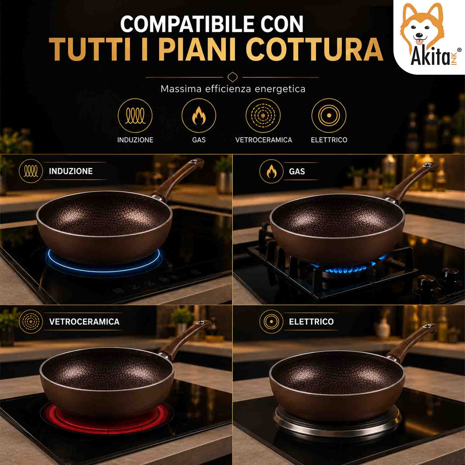Wok Saltapasta 28 cm Antiaderente Induzione foto 3