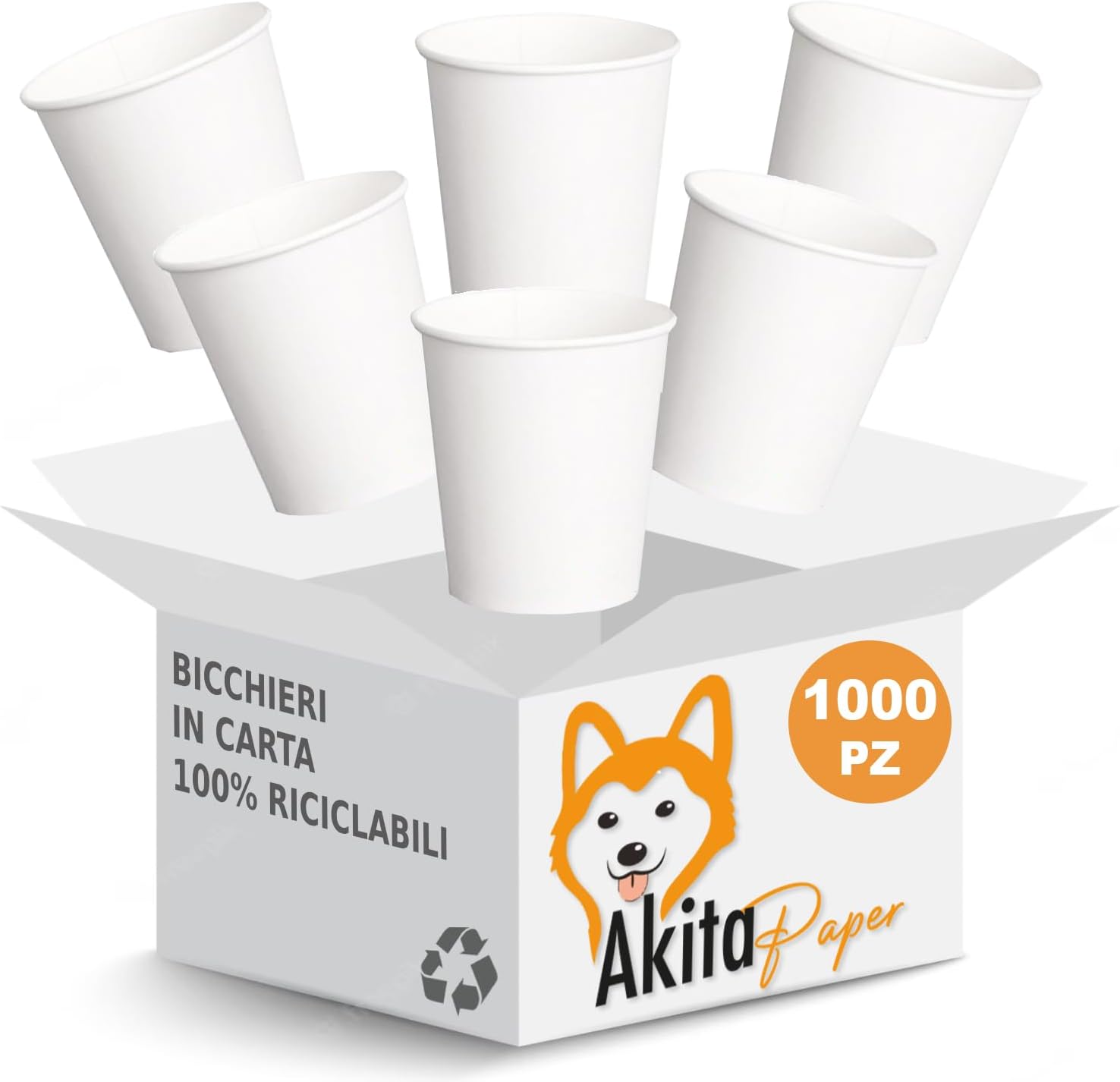 AkitaINK 1000 pz Bicchieri acqua Monouso in Carta Bianchi da 200 ml foto 2