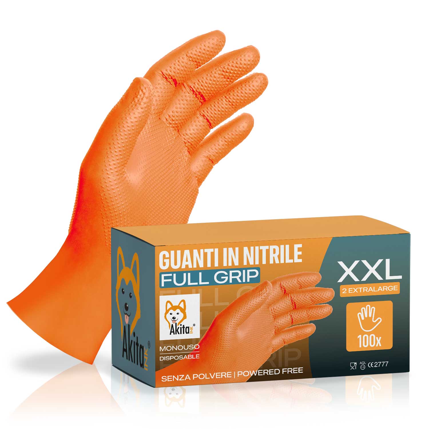 Guanti in nitrile extra resistenti 8,5g akitaink - full grip heavy duty tg. xxl