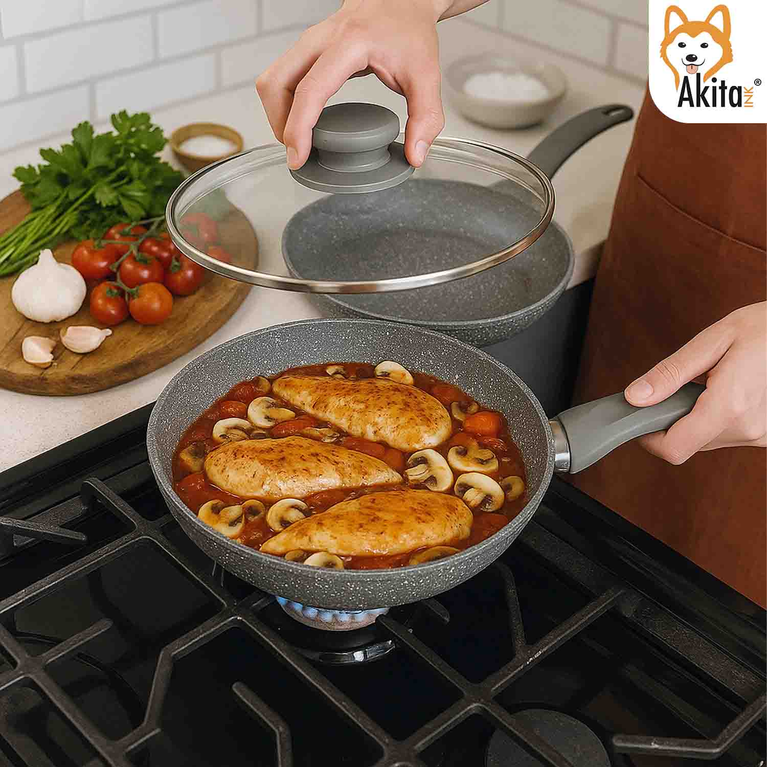 AkitaInk DURAPIETRA Batteria Pentole 10 pz Induzione Completa foto 5