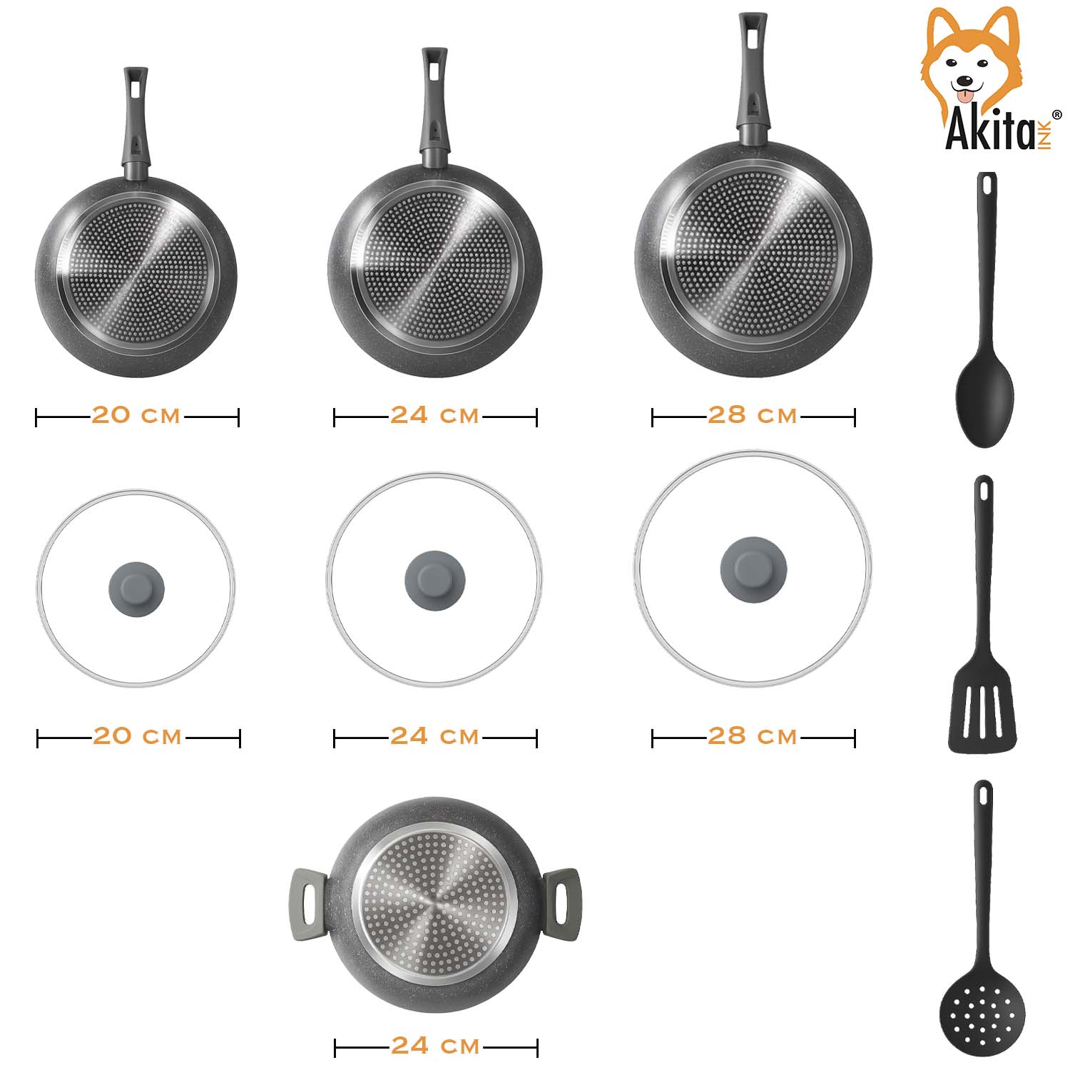 AkitaInk DURAPIETRA Batteria Pentole 10 pz Induzione Completa foto 4