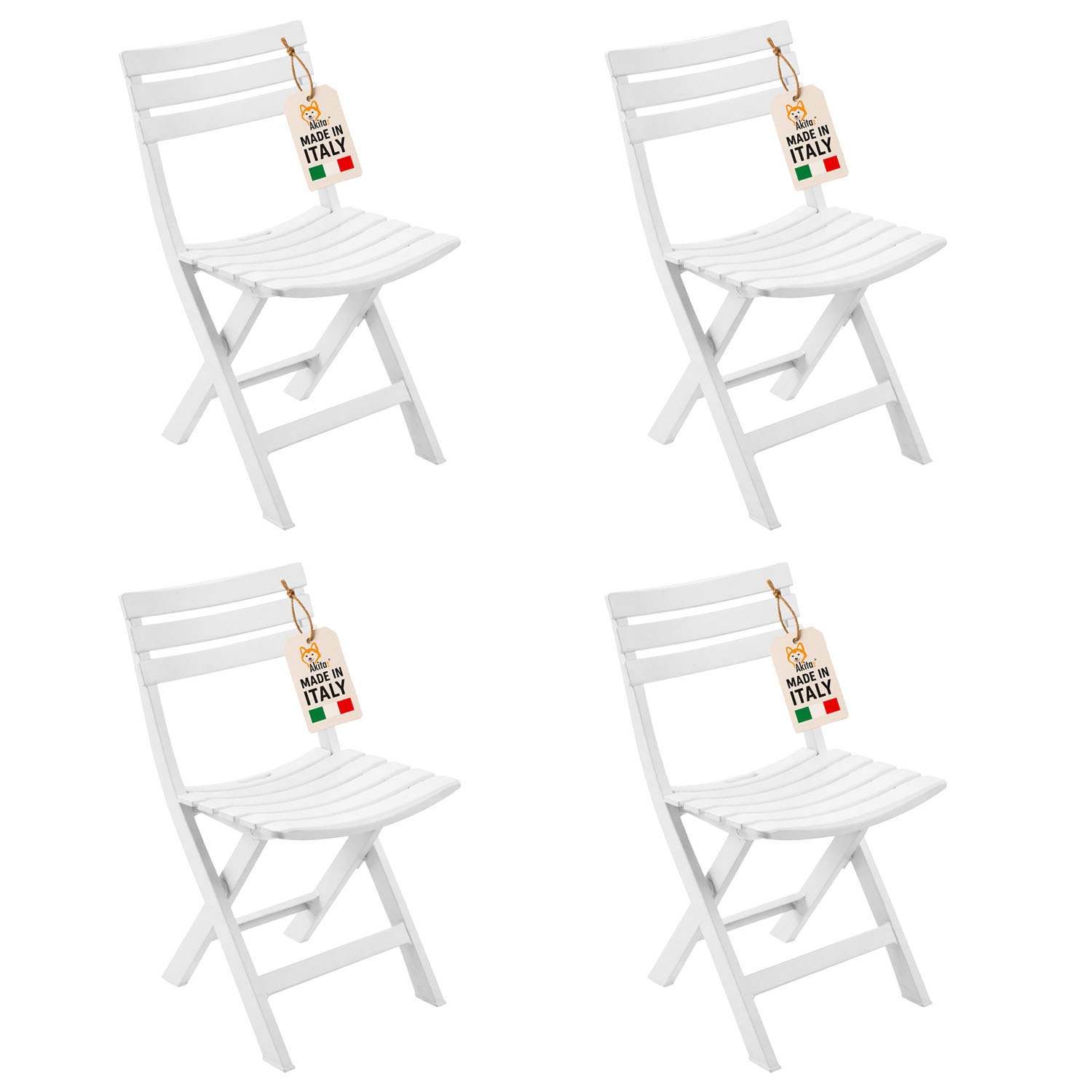 4 sedie birreria in resina bianca per esterno e interno