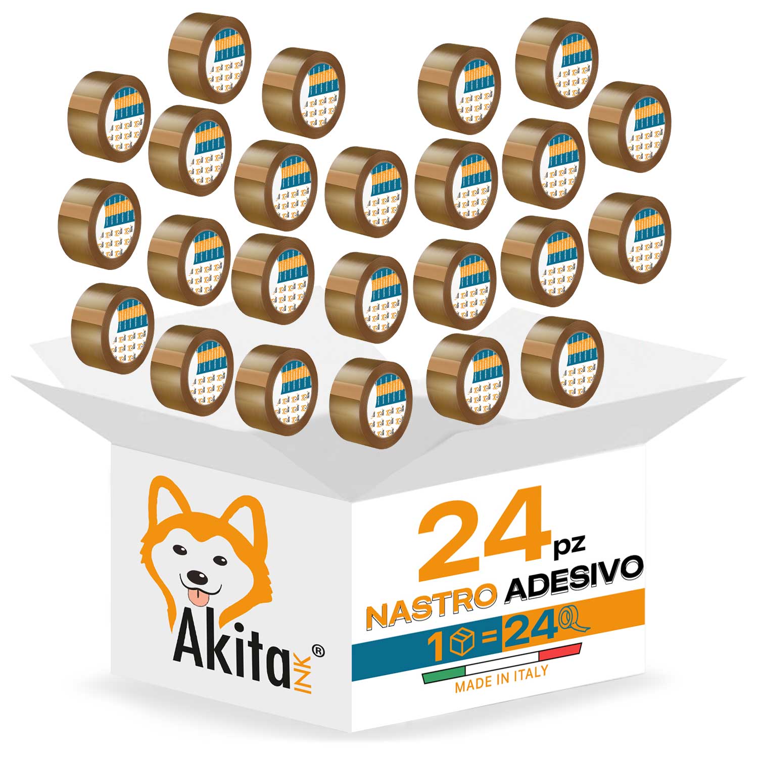Akitaink Nastro adesivo pacchi imballaggi Avana 50x66 mt Silenzioso 24 pcs foto 2