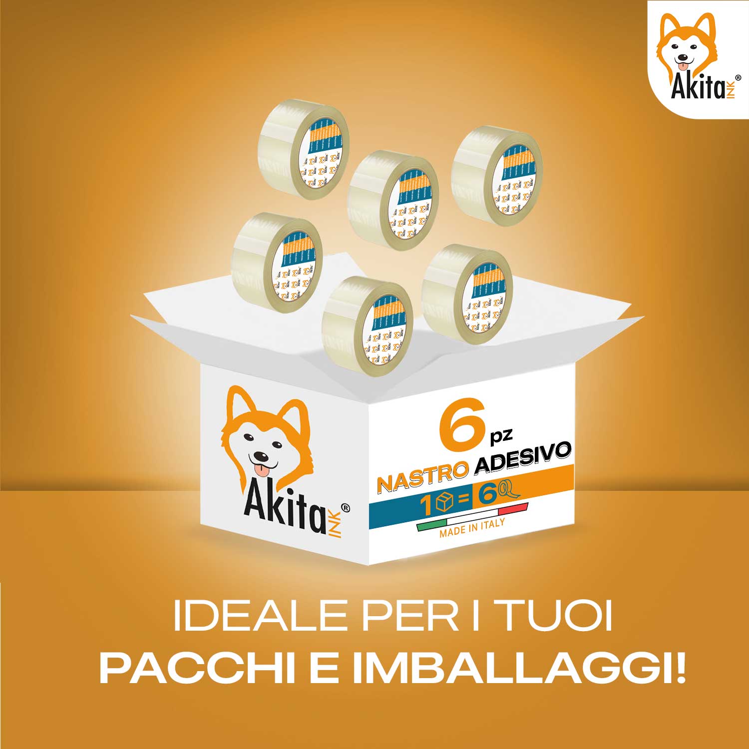 Akitaink Nastro adesivo pacchi imballaggi trasparente 50X66 Mt Silenzioso 6 pcs foto 4