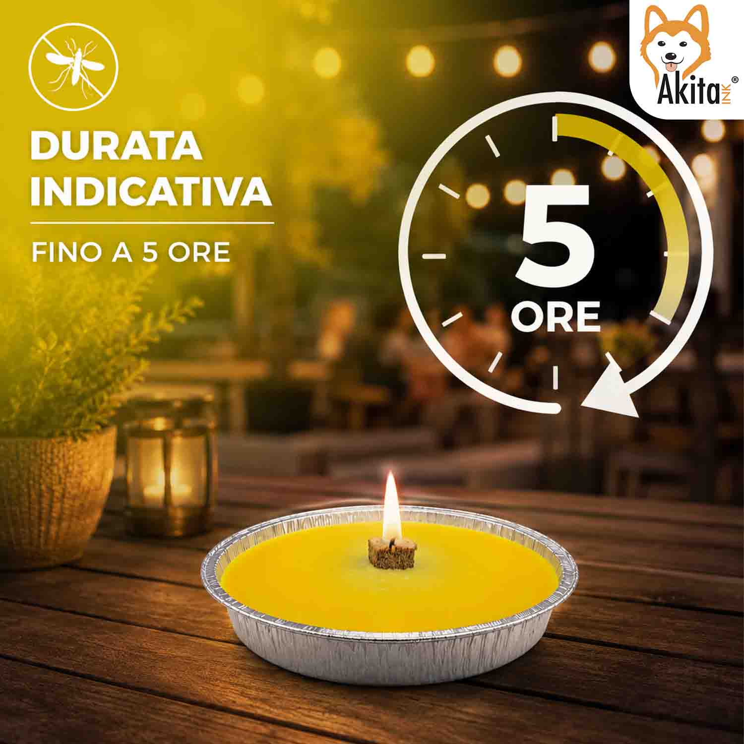 5 Candele alla Citronella Antizanzare da Esterno 14 cm foto 5
