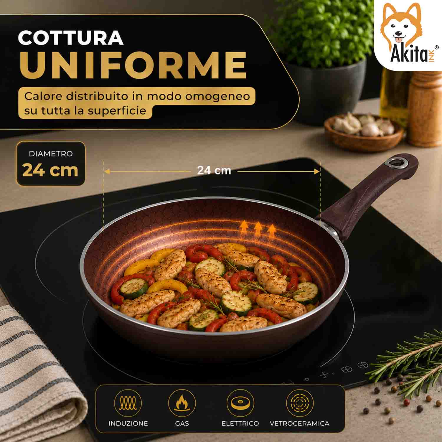 Padella 24 cm Induzione Antiaderente foto 3