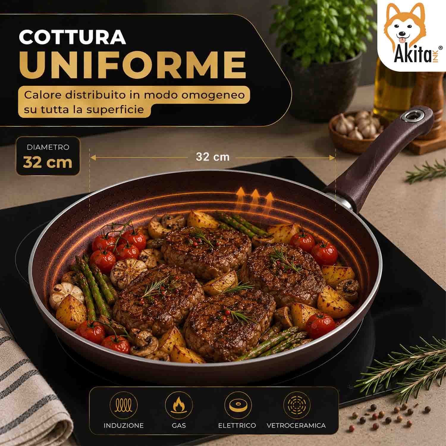 Padella 32 cm Induzione Antiaderente foto 3