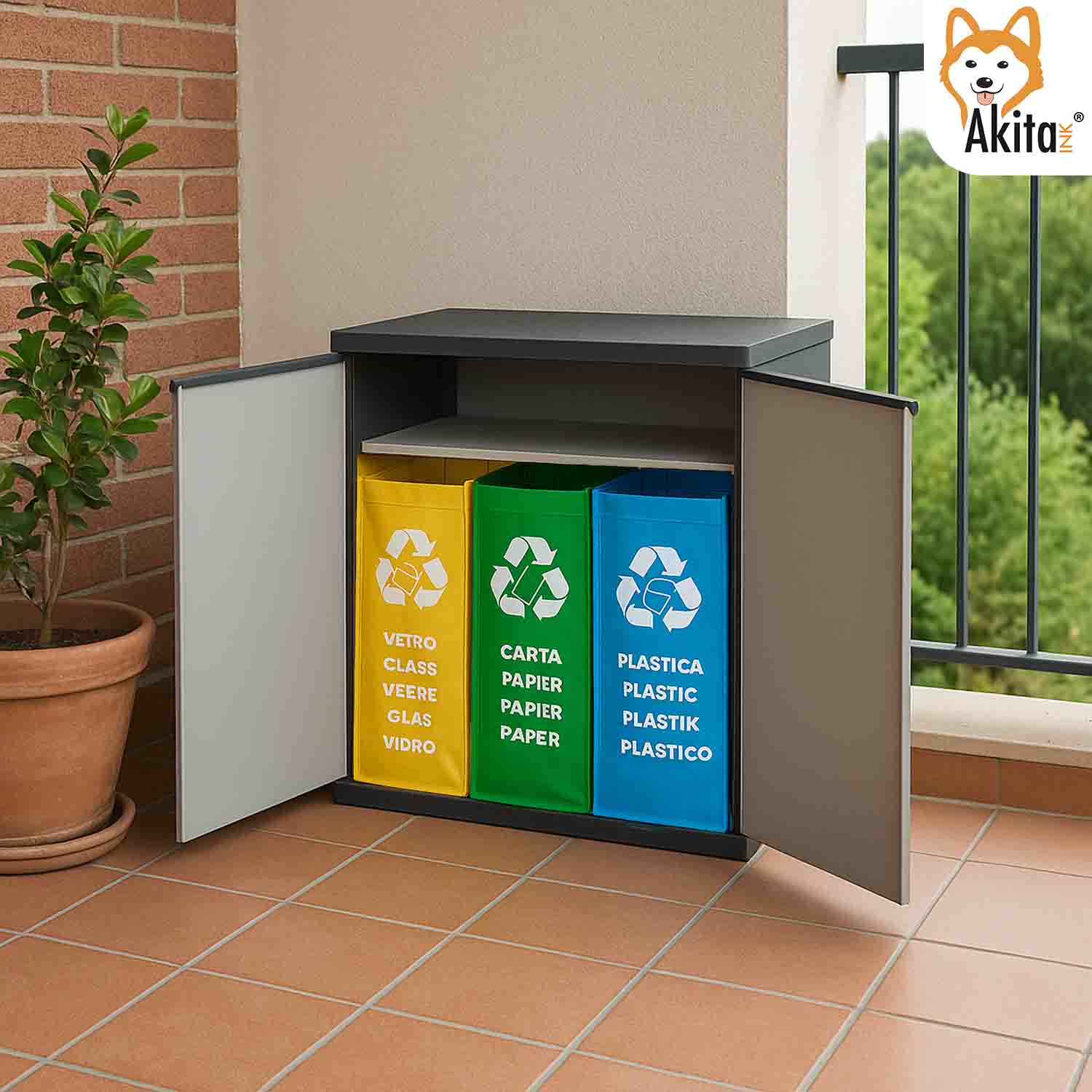 Armadio Basso 2 Ante Raccolta Differenziata AkitaInk foto 3