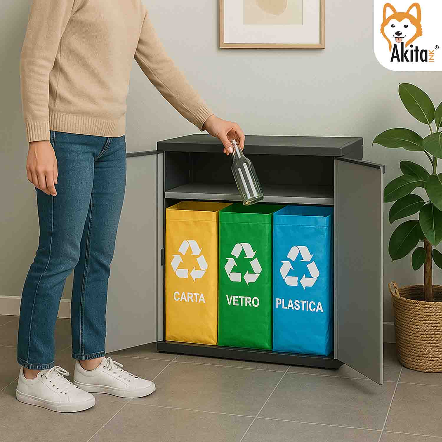 Armadio Basso 2 Ante Raccolta Differenziata AkitaInk foto 6