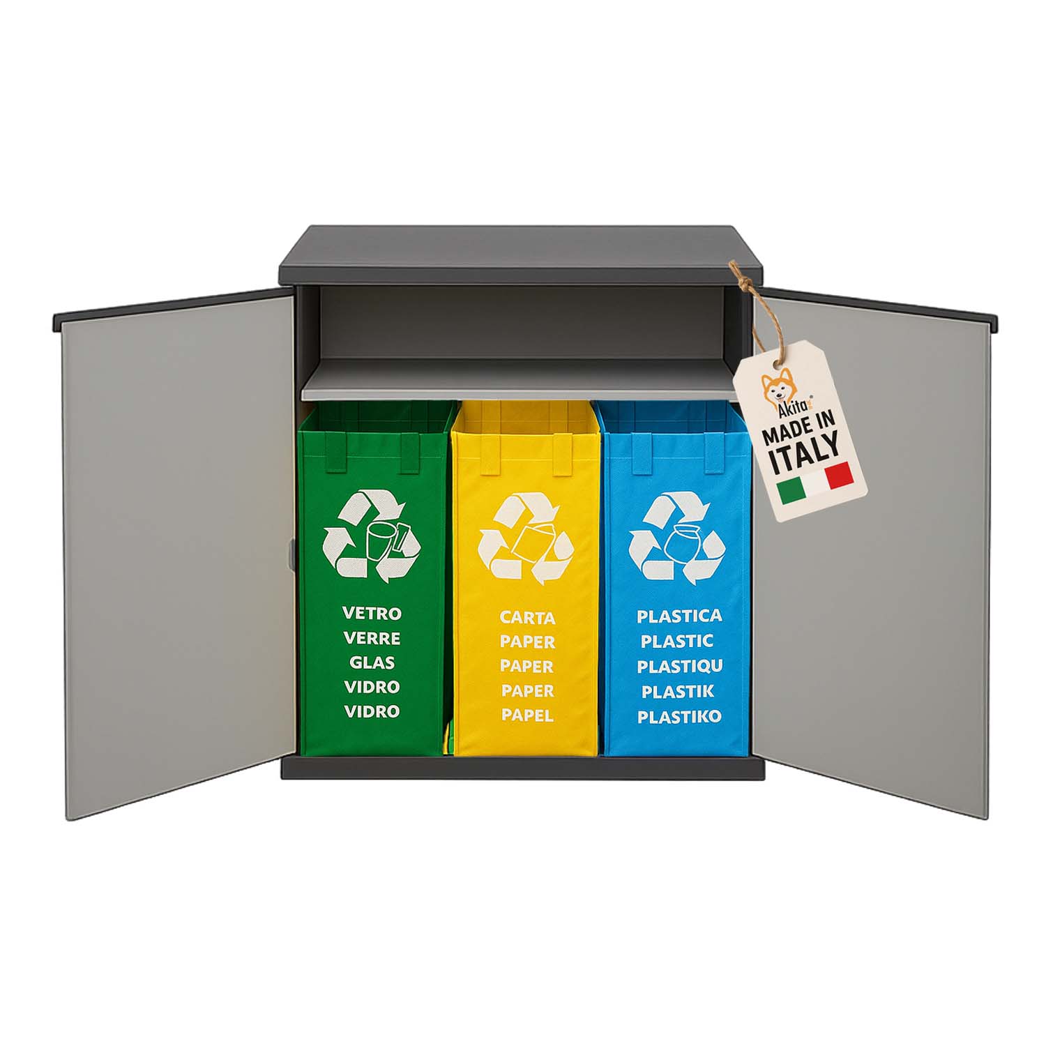 Armadio Basso 2 Ante Raccolta Differenziata AkitaInk foto 2