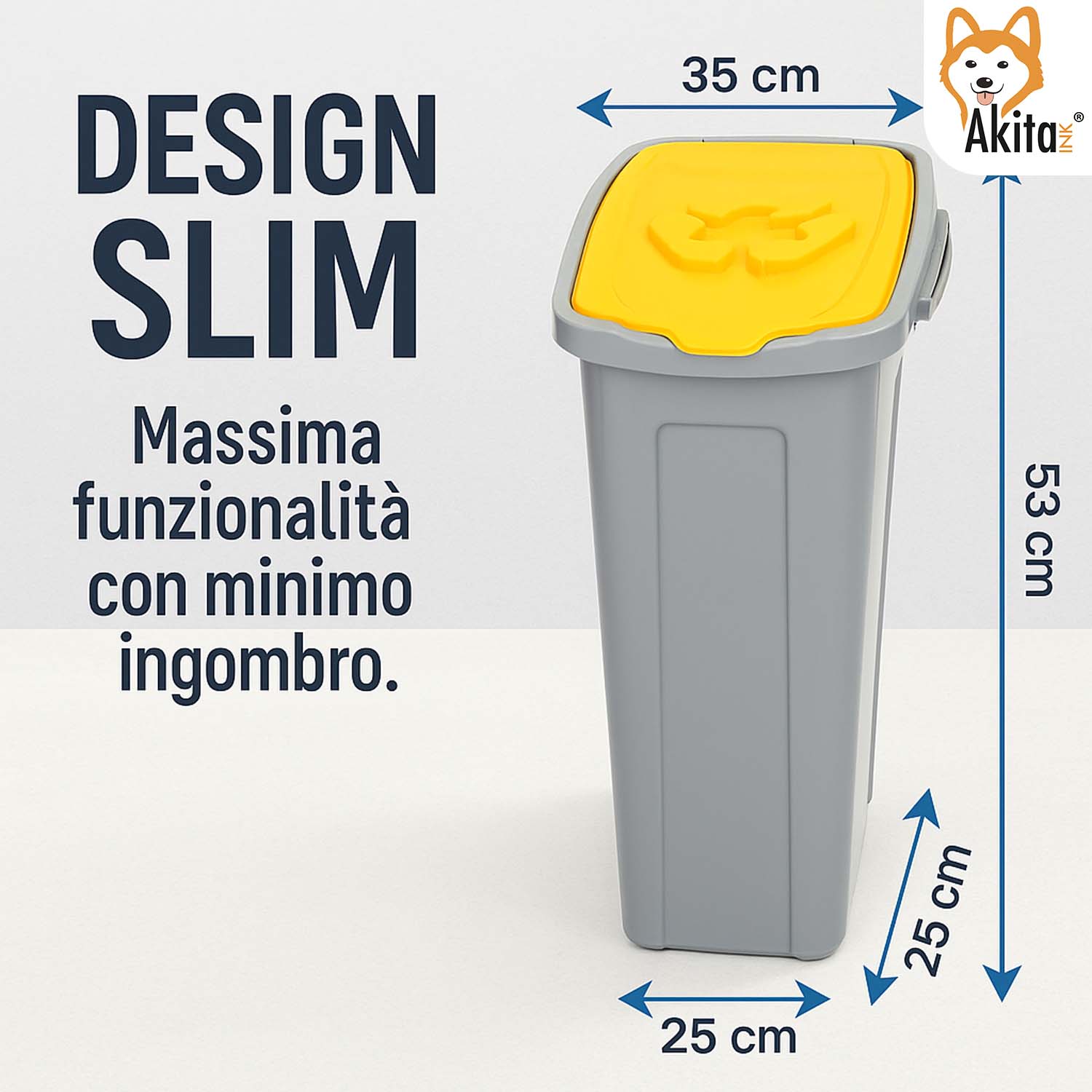 Set 3 Pattumiere Slim in Plastica Resistente per Differenziata foto 4