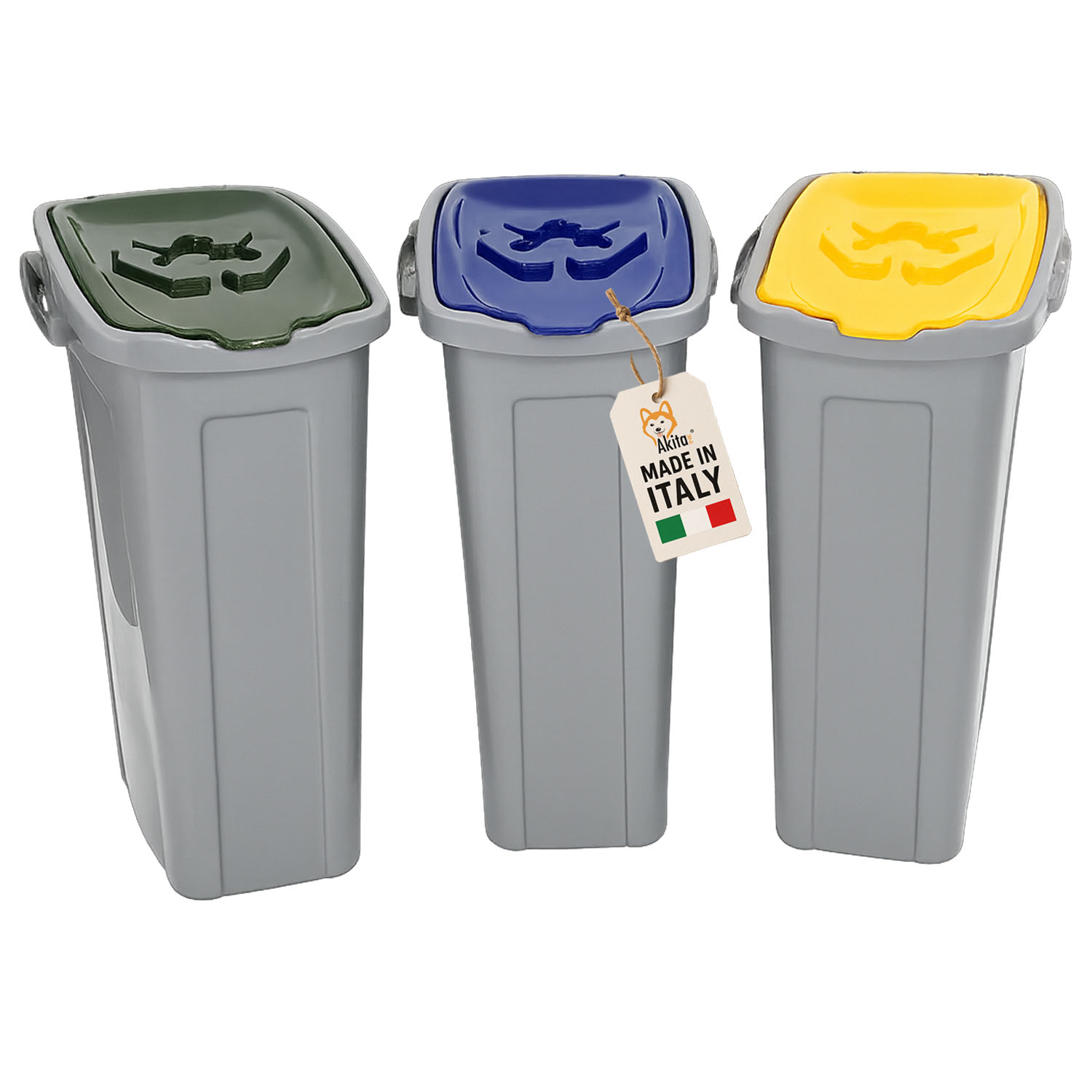 Set 3 Pattumiere Slim in Plastica Resistente per Differenziata foto 2