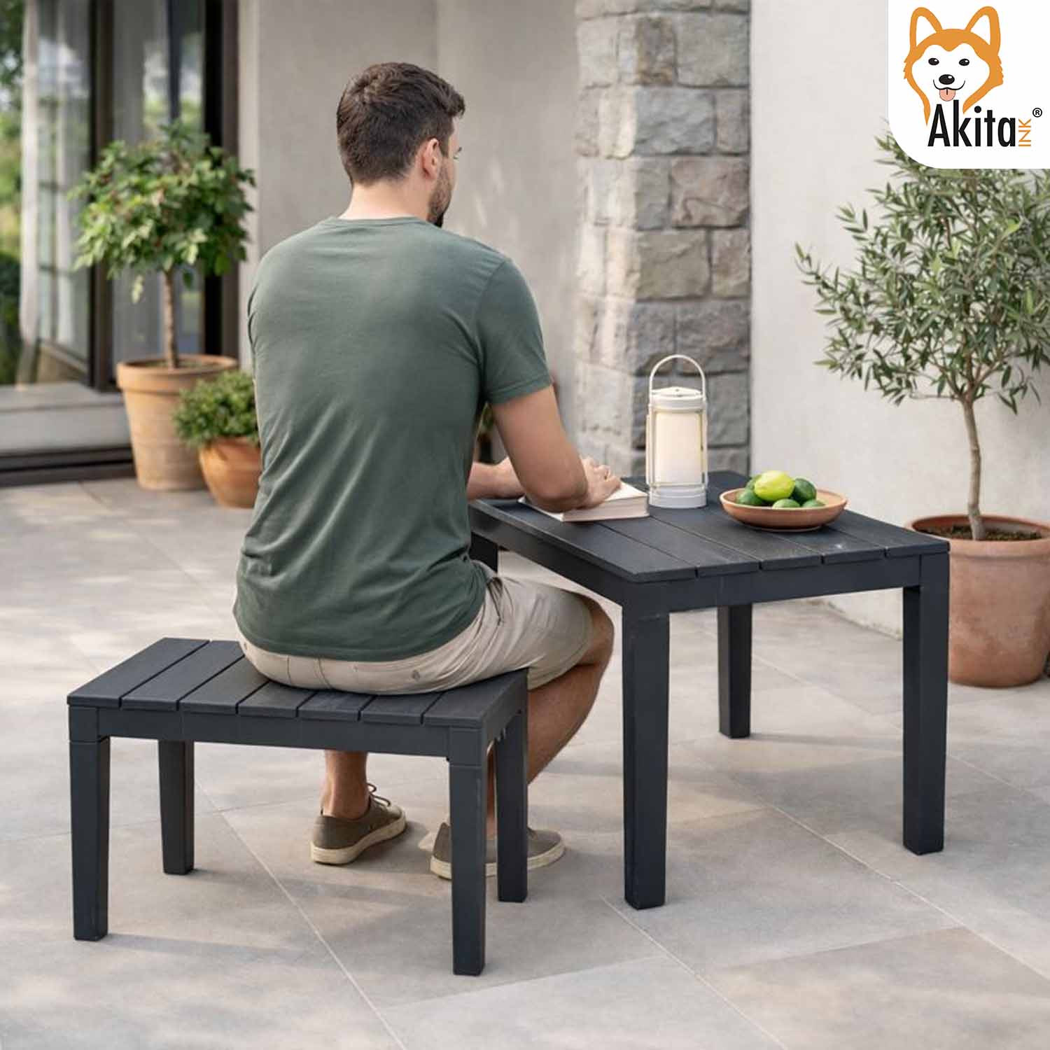 Panca Antracite 60x38,5x45 cm in Plastica foto 6