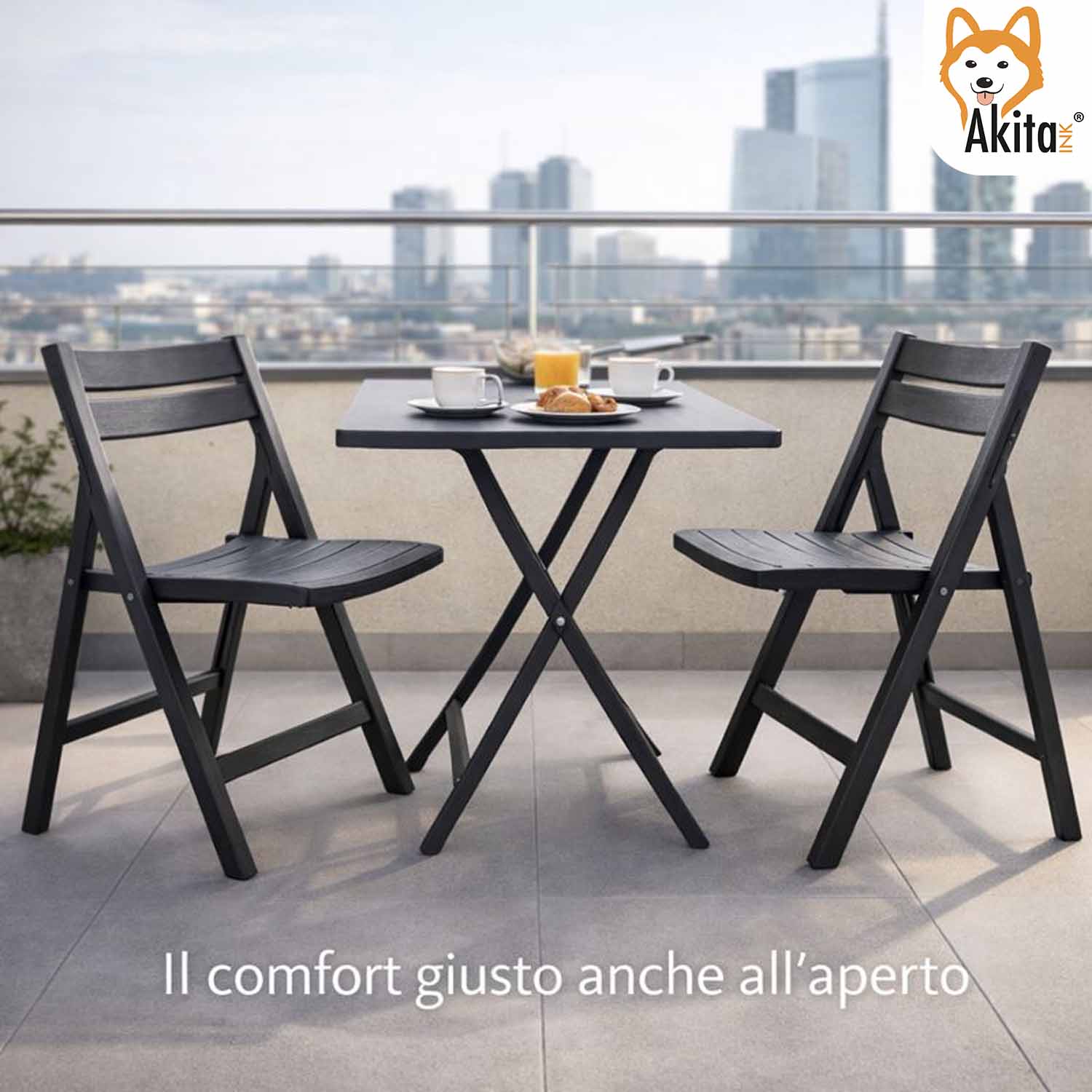 2 Sedie Birreria in Resina Antracite per Esterno e Interno foto 3