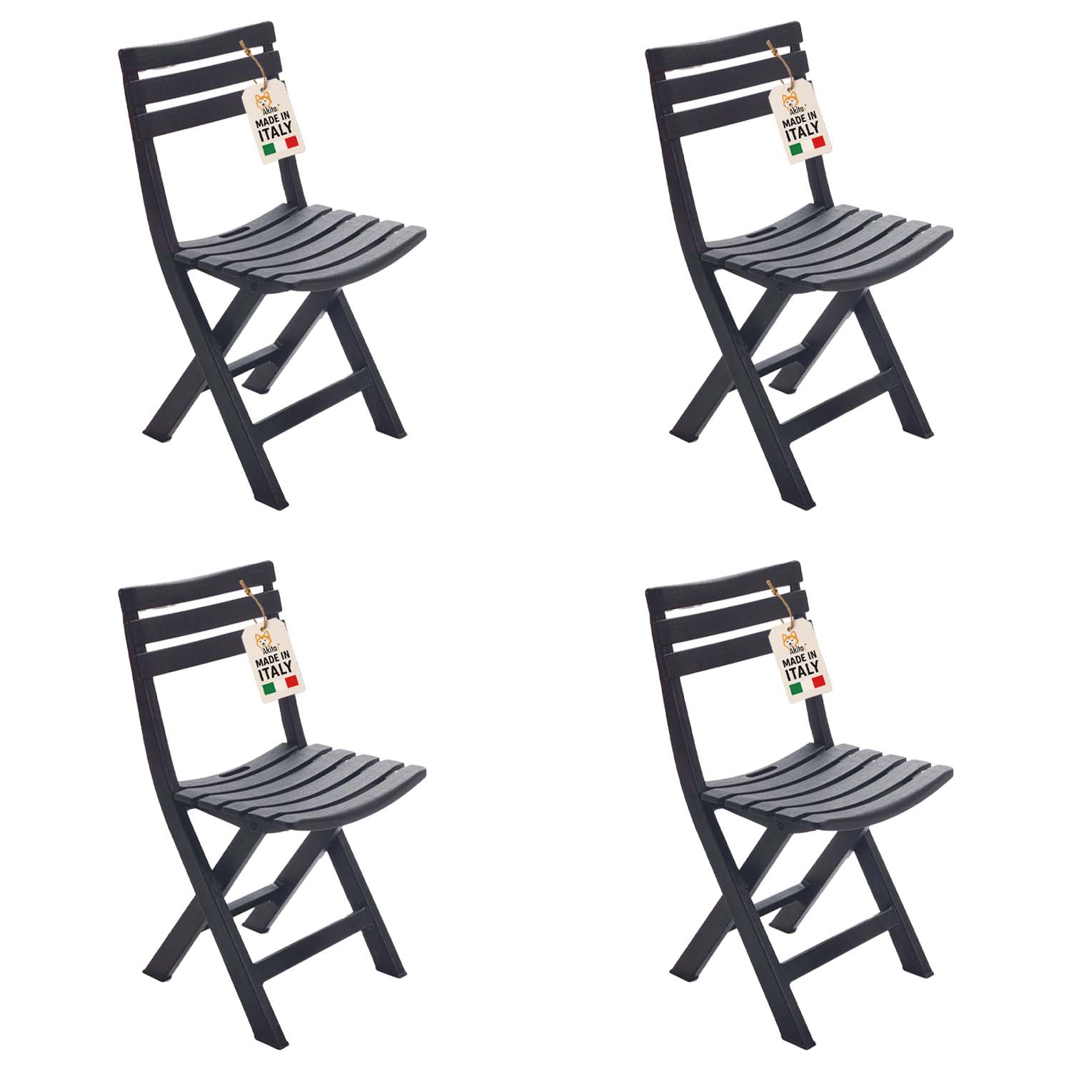 4 Sedie Birreria in Resina Antracite per Esterno e Interno foto 2