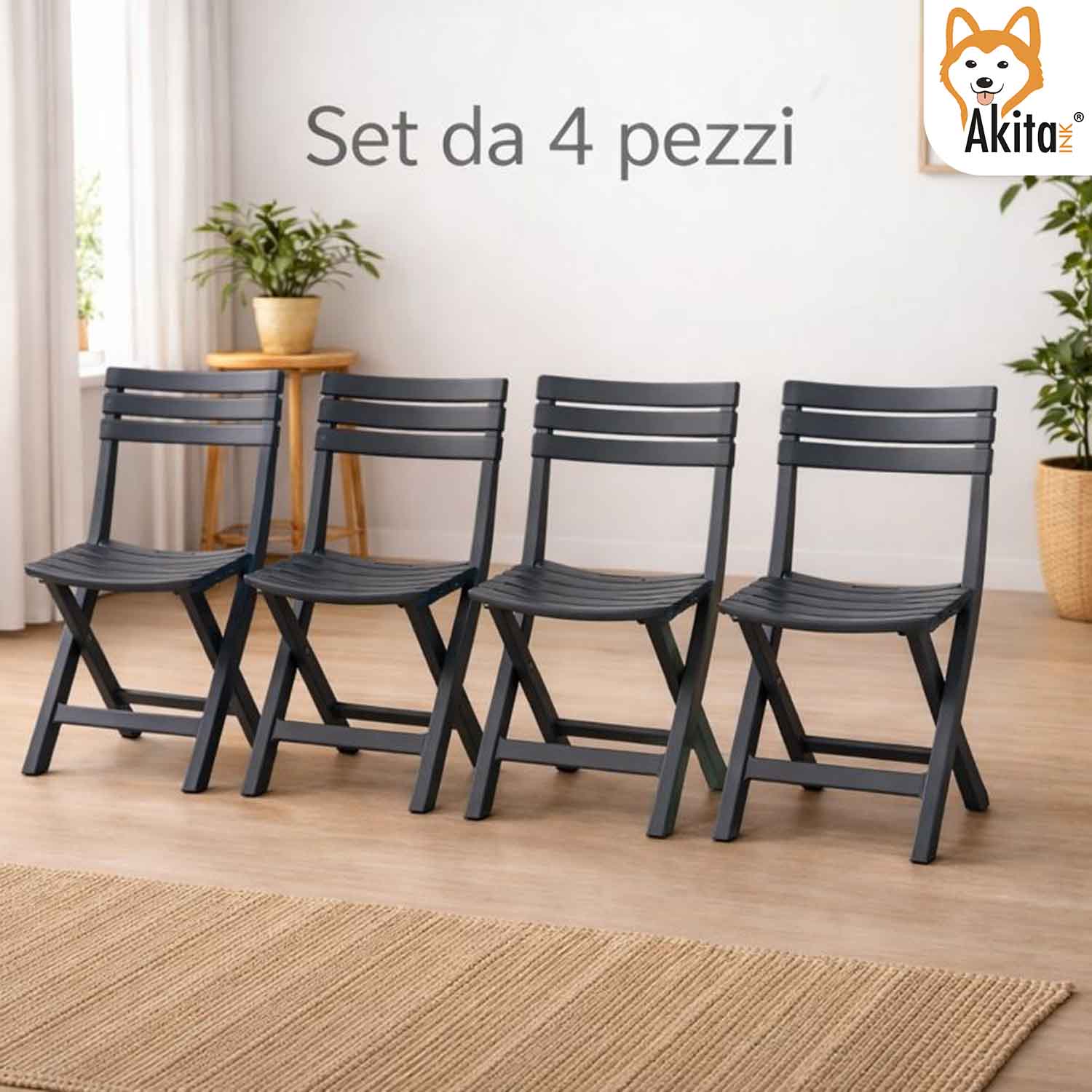 4 Sedie Birreria in Resina Antracite per Esterno e Interno foto 3