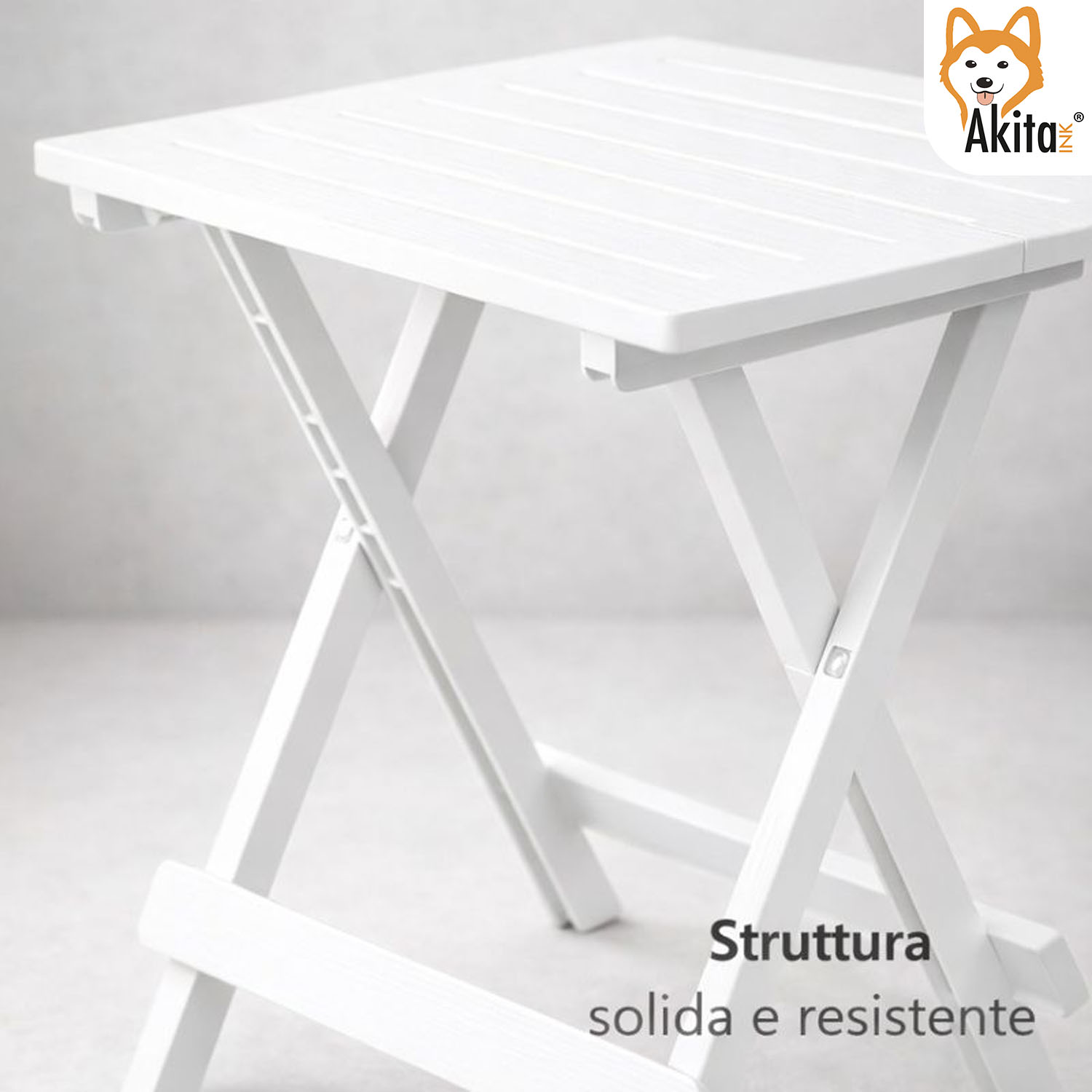 Tavolo Pieghevole in Resina Bianco 44x44x50 cm foto 6