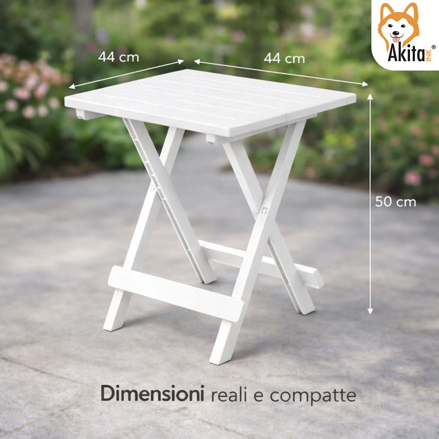 Tavolo Pieghevole in Resina Bianco 44x44x50 cm foto 4