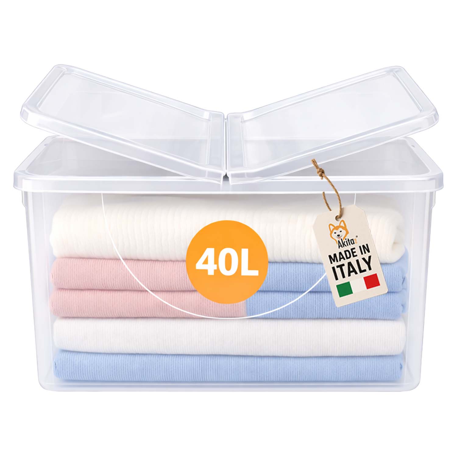 Contenitore plastica 40l con coperchio doppia apertura