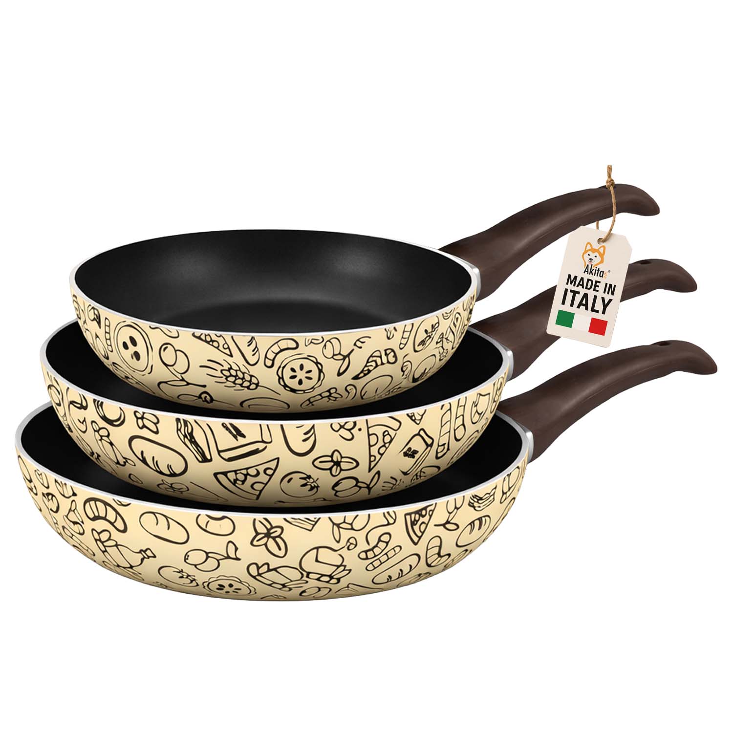 Tris padelle pastella 20-24-28 cm antiaderenti soft touch